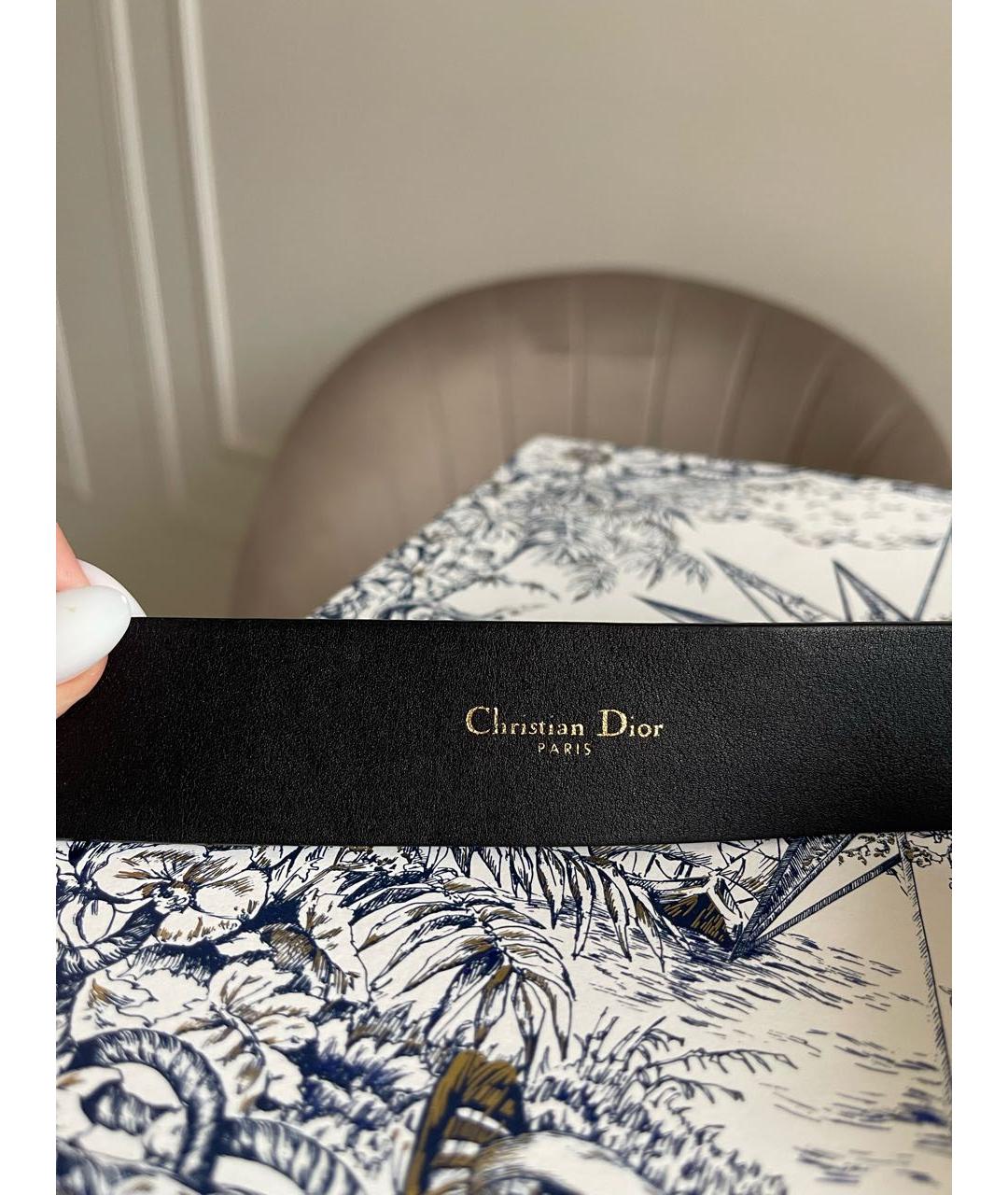 CHRISTIAN DIOR Черный кожаный ремень, фото 5