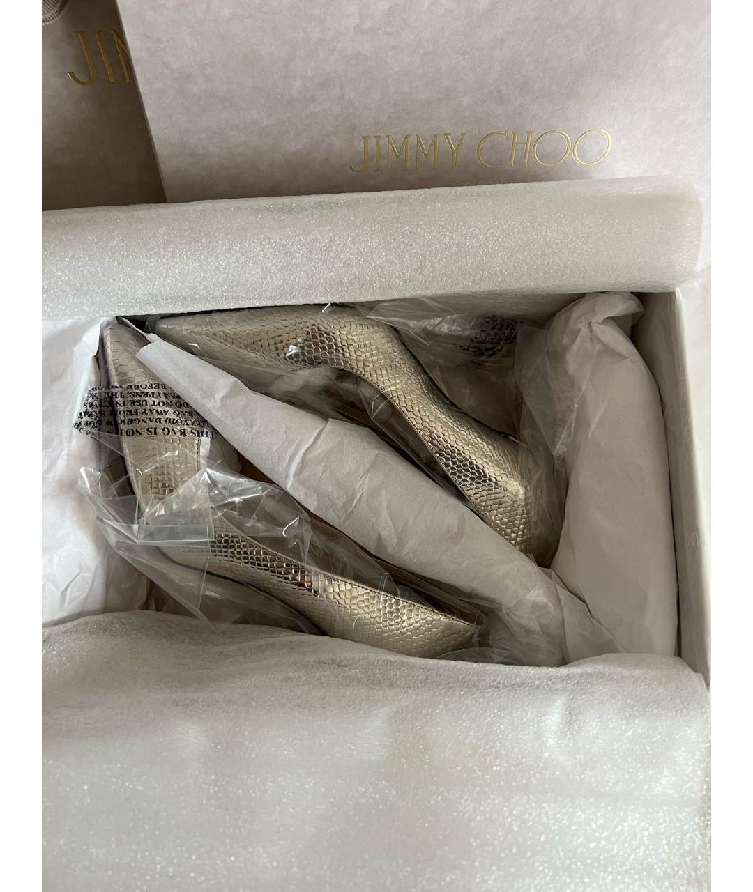 JIMMY CHOO Золотые кожаные туфли, фото 6