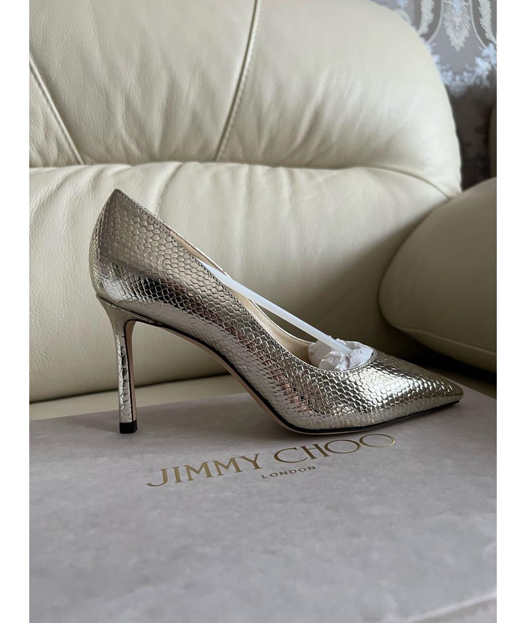 JIMMY CHOO Золотые кожаные туфли, фото 9