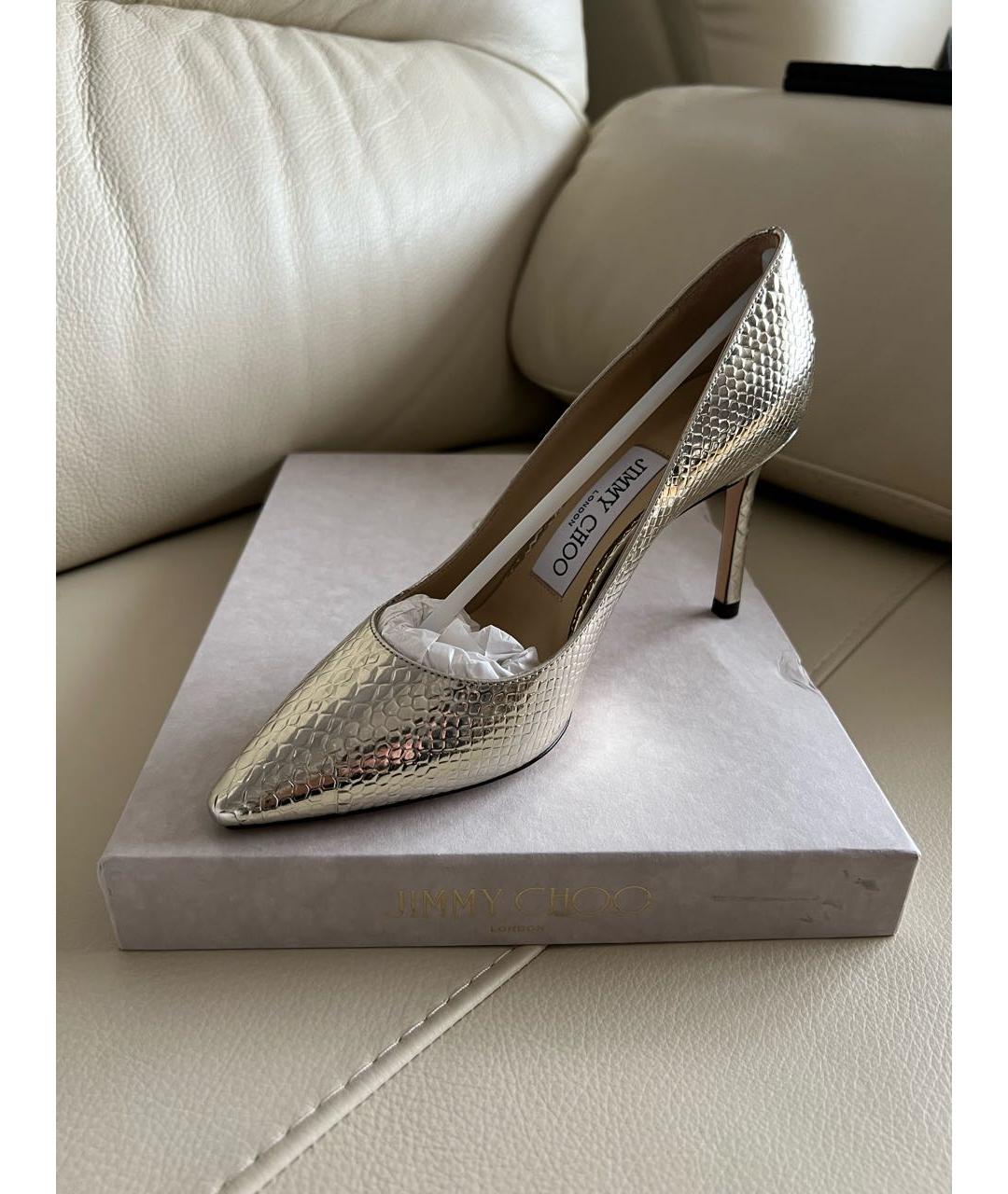 JIMMY CHOO Золотые кожаные туфли, фото 8