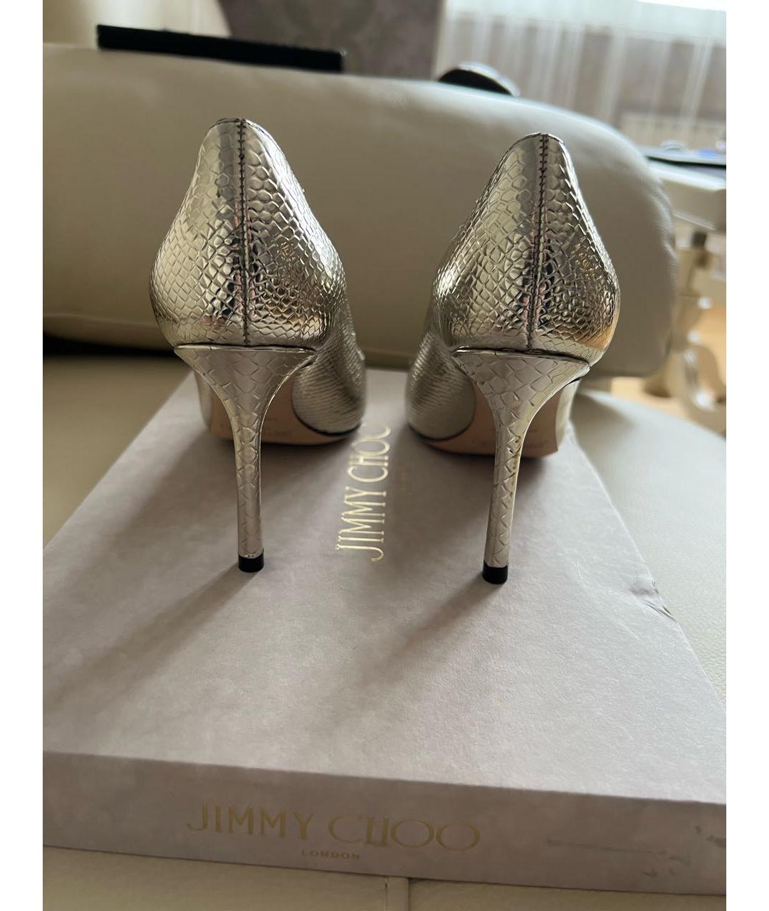 JIMMY CHOO Золотые кожаные туфли, фото 4