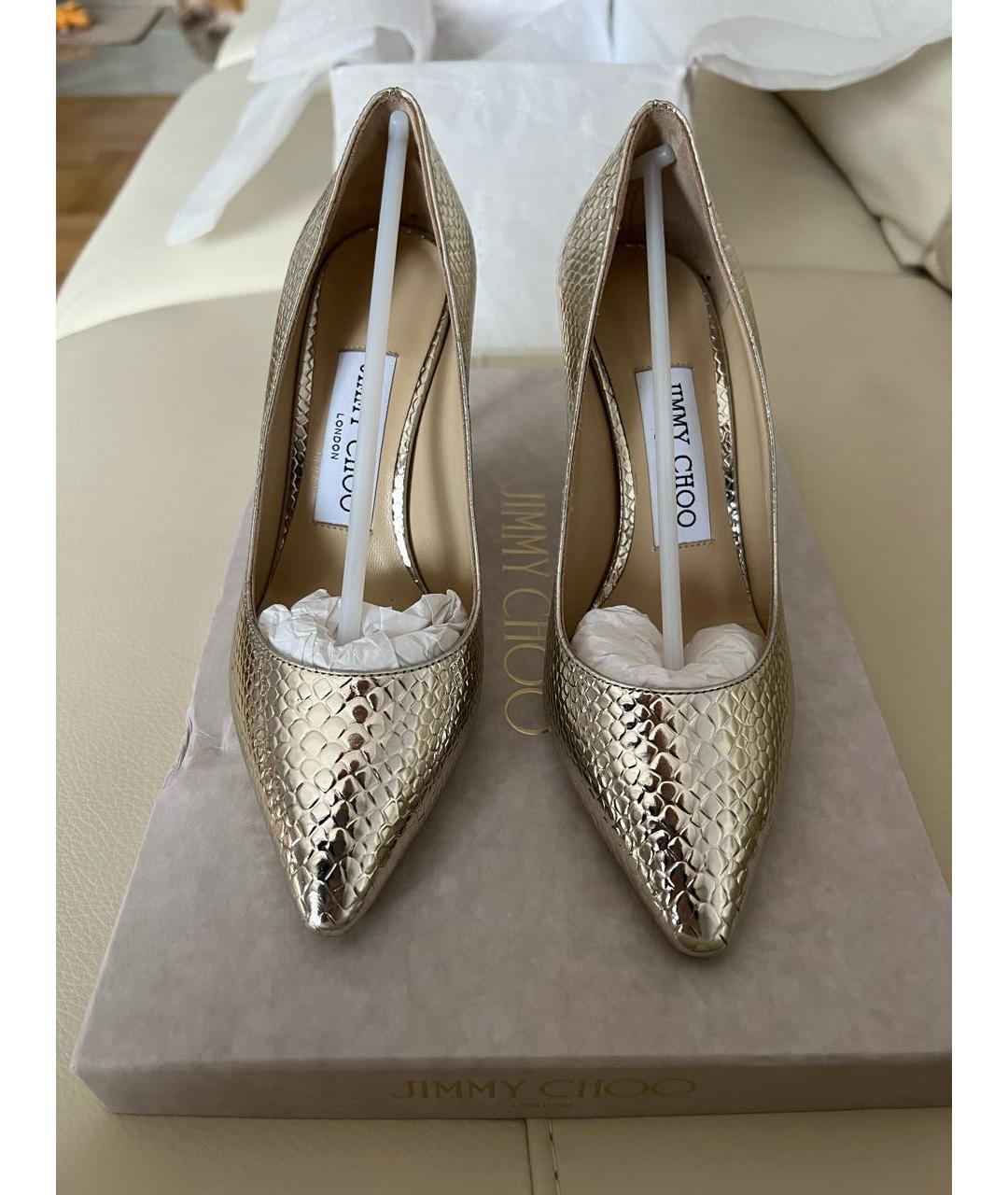 JIMMY CHOO Золотые кожаные туфли, фото 2