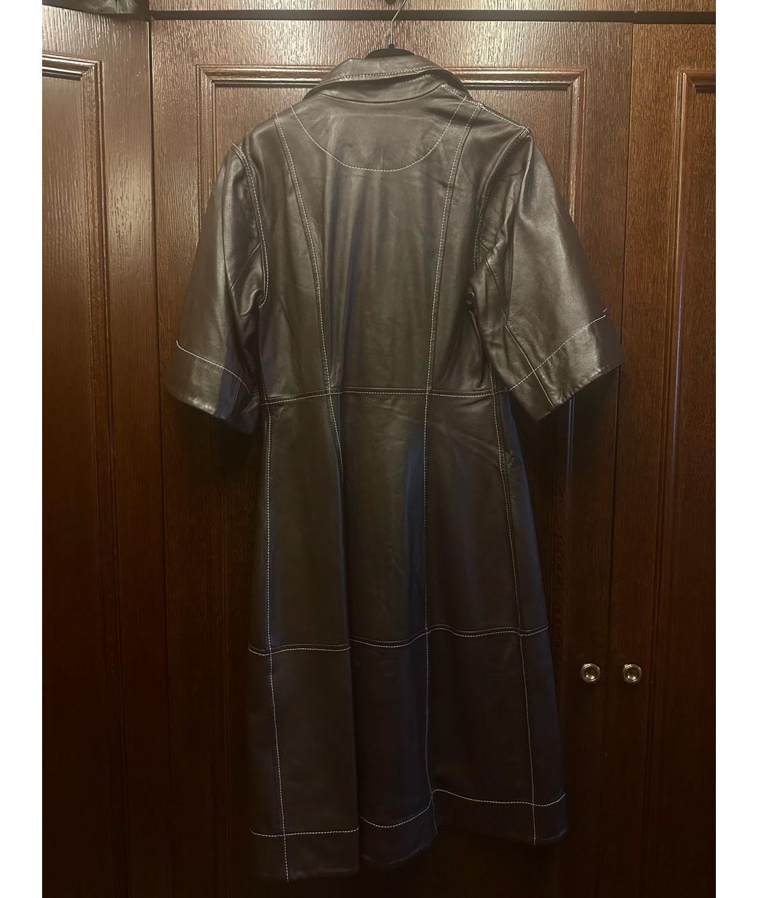 GANNI Коричневое кожаное вечернее платье, фото 2