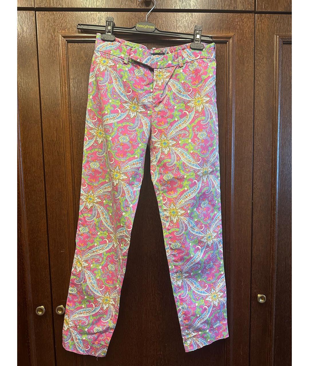 RALPH LAUREN Розовые хлопковые прямые брюки, фото 7