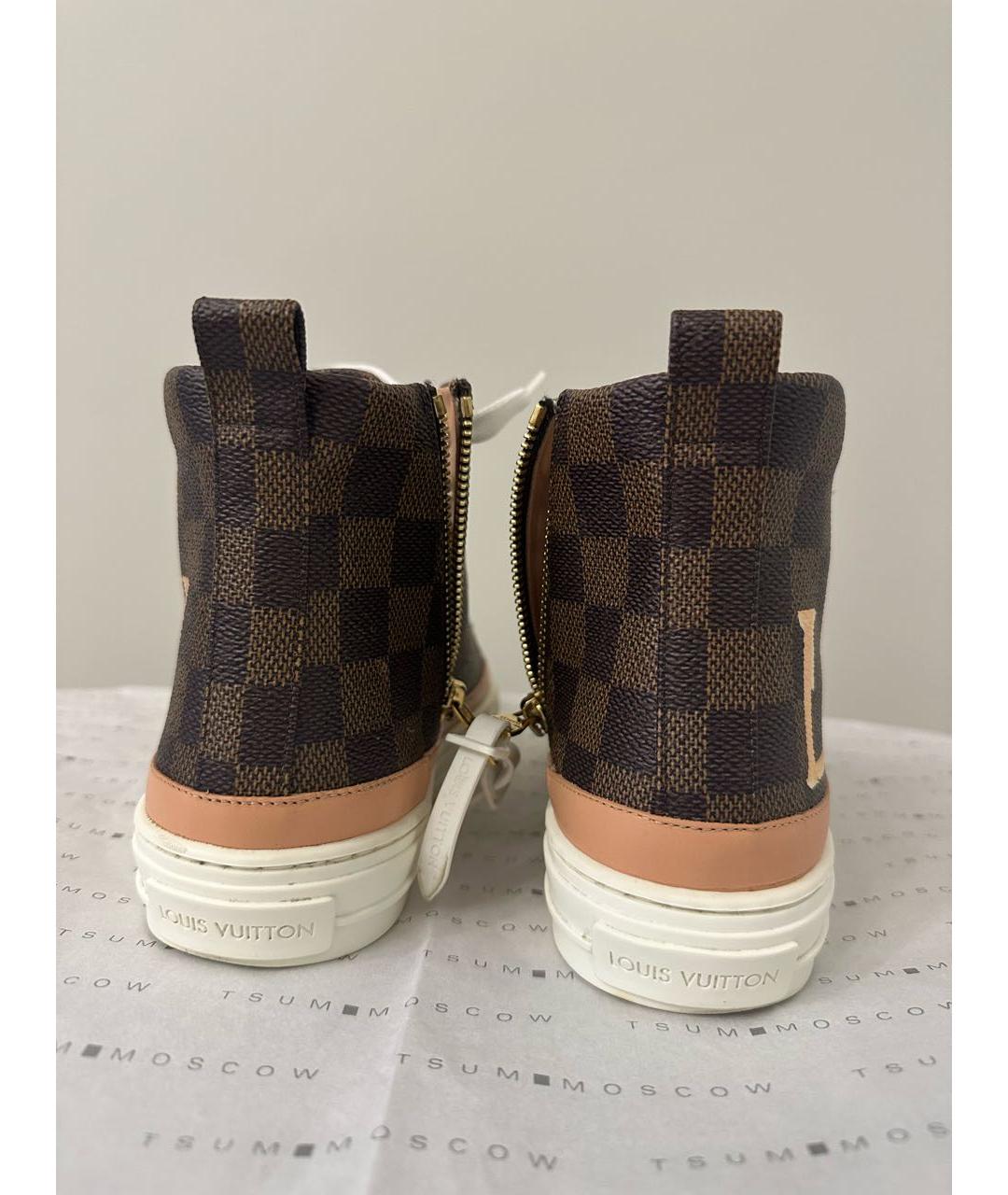 LOUIS VUITTON Коричневые кожаные кеды, фото 3