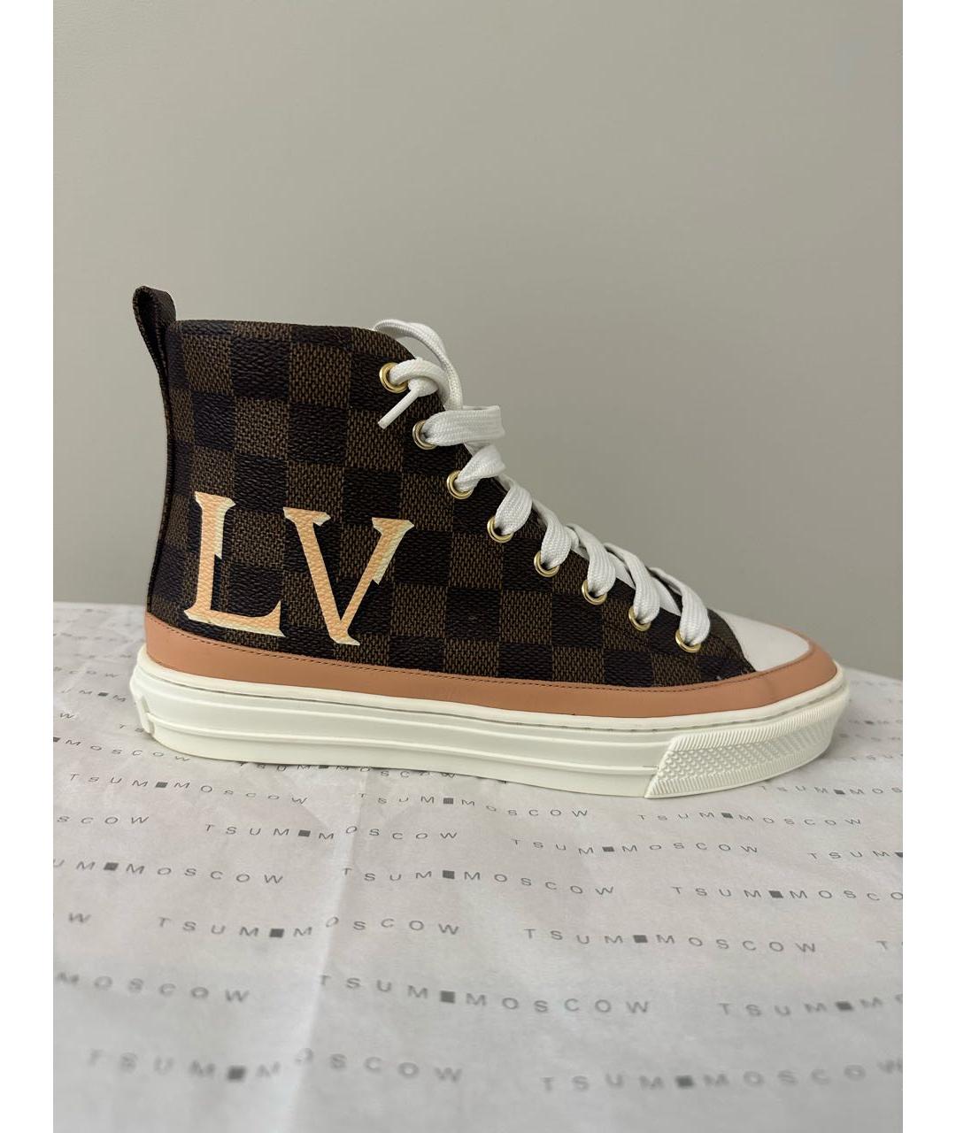 LOUIS VUITTON Коричневые кожаные кеды, фото 4