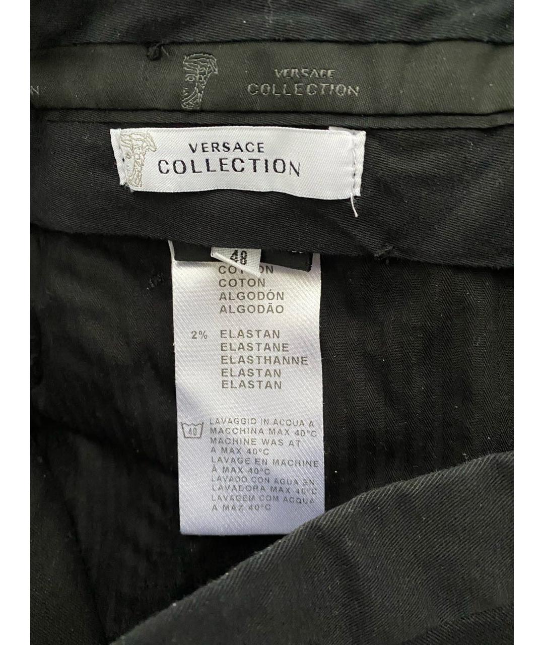 VERSACE COLLECTION Черные хлопко-эластановые брюки чинос, фото 2