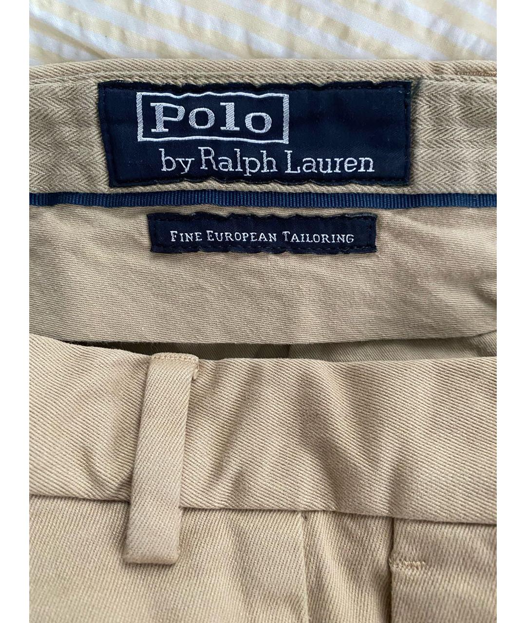 POLO RALPH LAUREN Бежевые хлопко-эластановые брюки чинос, фото 2