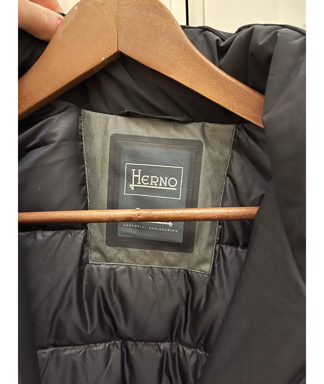 HERNO Темно-синяя полиэстеровая куртка, фото 3