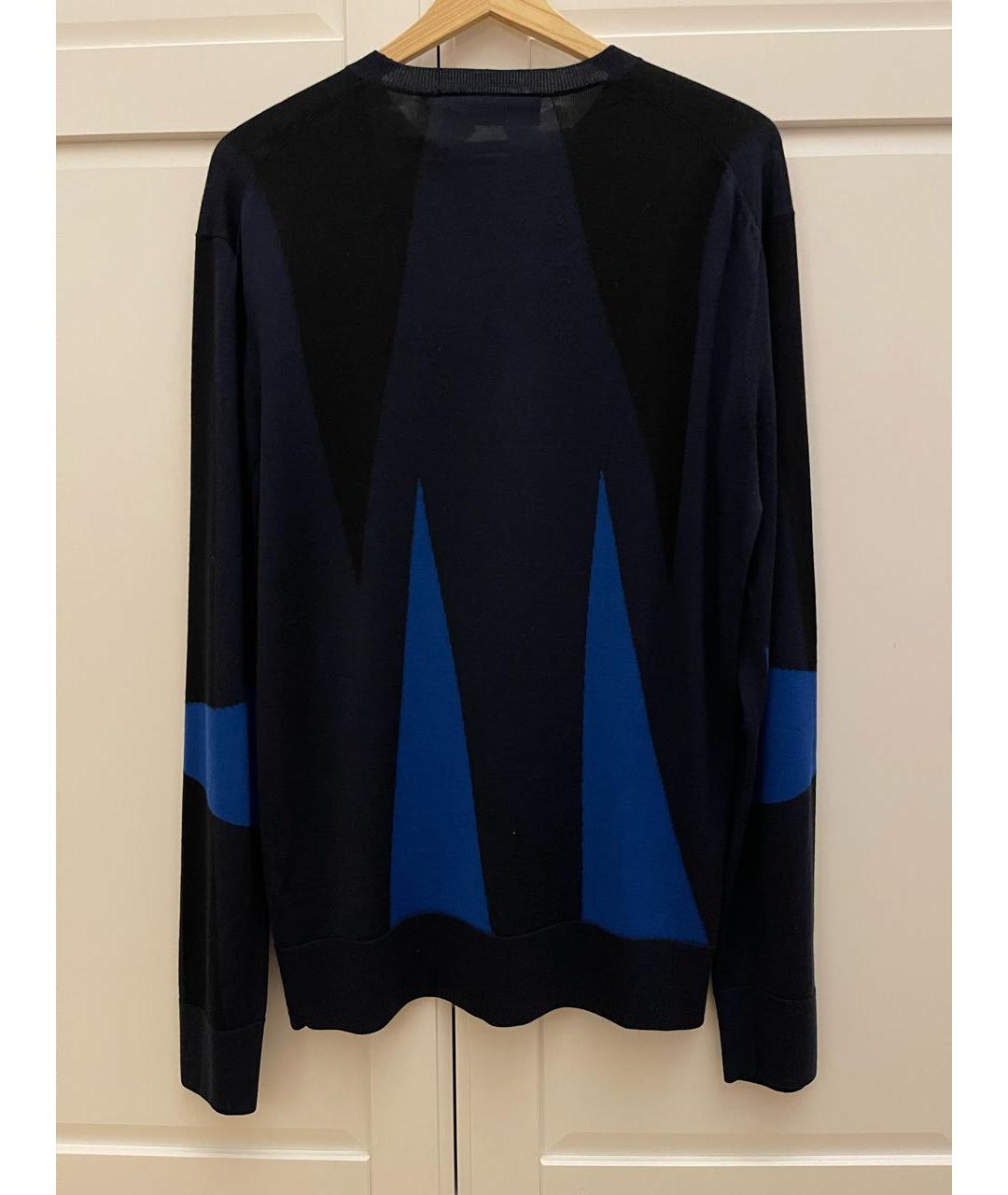 NEIL BARRETT Темно-синий шерстяной джемпер / свитер, фото 2