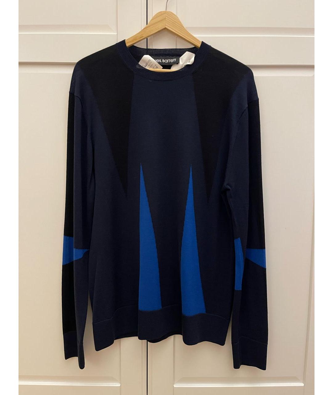 NEIL BARRETT Темно-синий шерстяной джемпер / свитер, фото 6