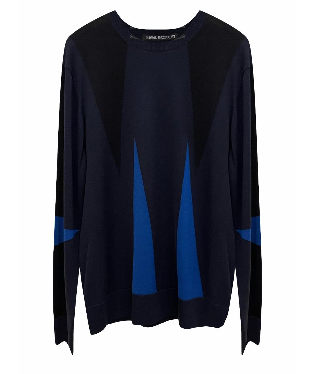 NEIL BARRETT Темно-синий шерстяной джемпер / свитер, фото 1