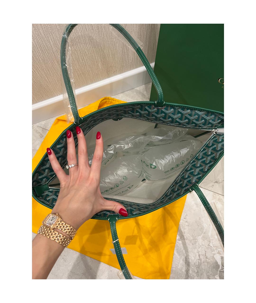 GOYARD Зеленая сумка тоут, фото 4