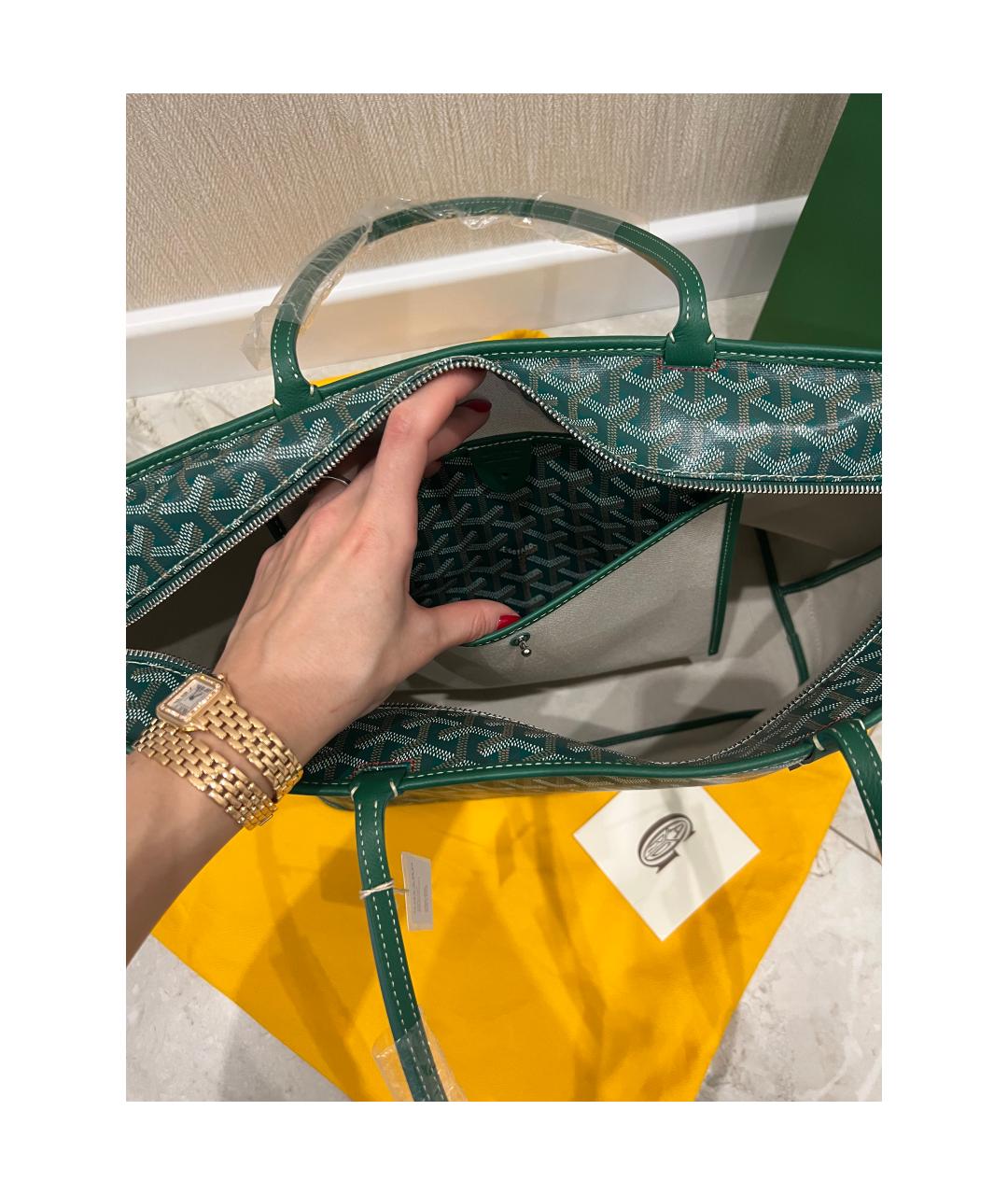 GOYARD Зеленая сумка тоут, фото 6