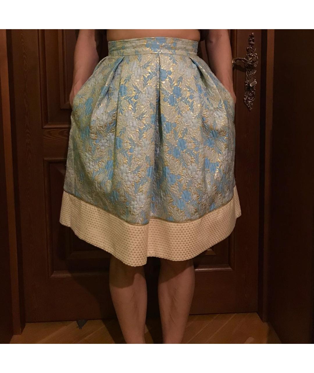 PRADA Голубая шелковая юбка мини, фото 5