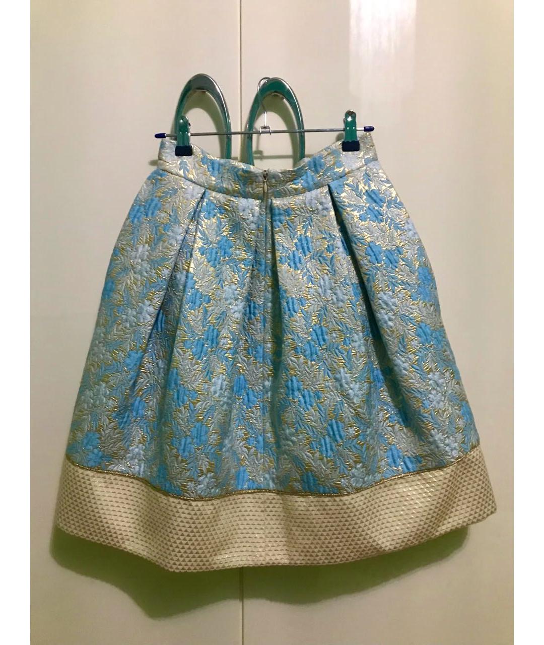 PRADA Голубая шелковая юбка мини, фото 2