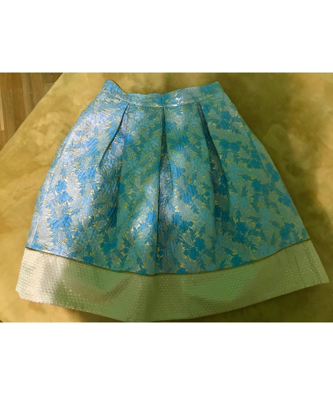 PRADA Голубая шелковая юбка мини, фото 4