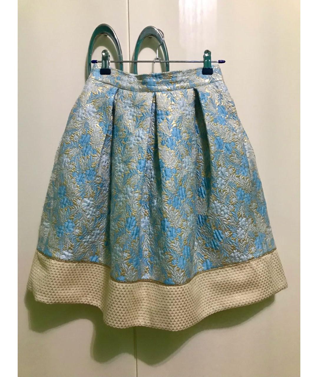 PRADA Голубая шелковая юбка мини, фото 6