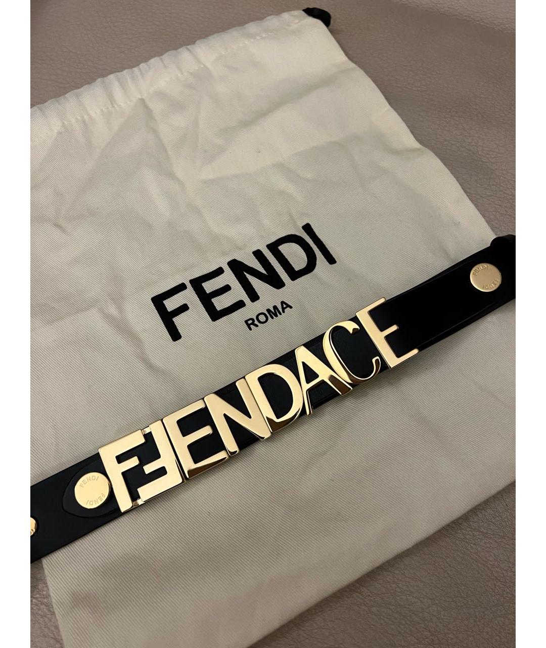 FENDI Черный кожаный ремень, фото 3