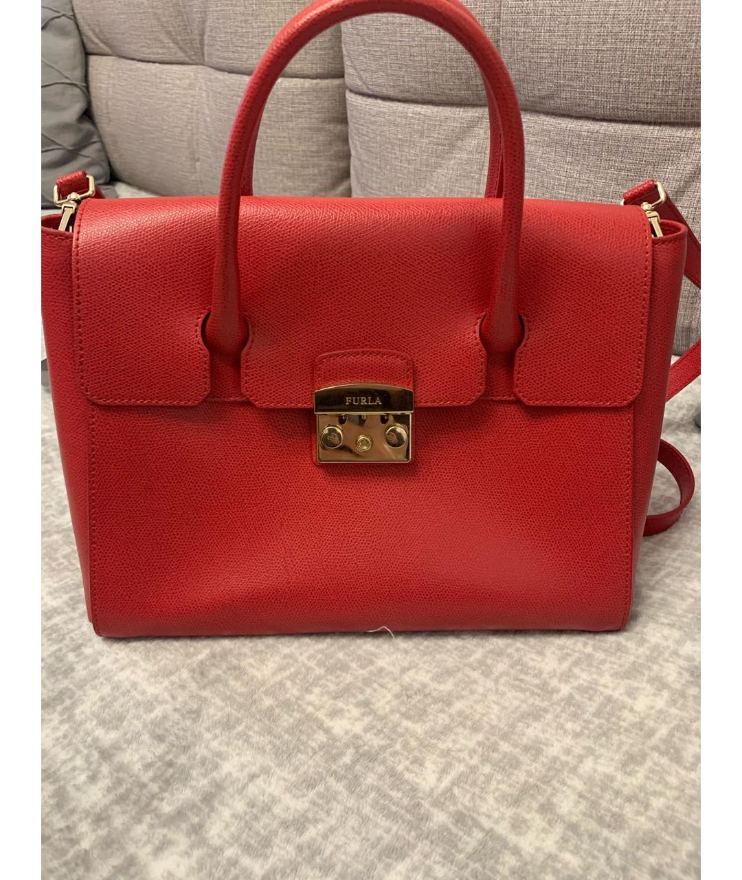 FURLA Красная кожаная сумка тоут, фото 5