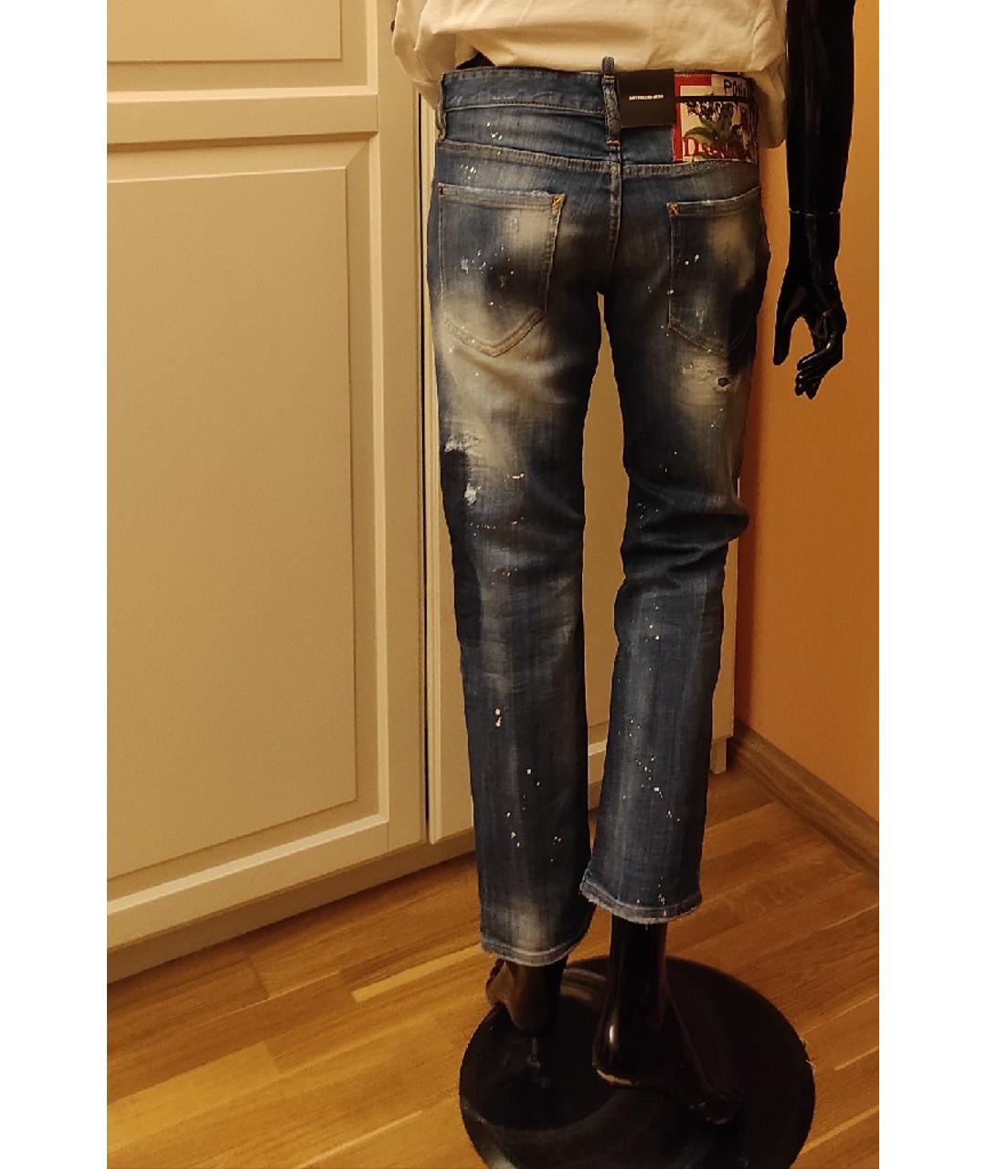 DSQUARED2 Синие хлопко-эластановые прямые джинсы, фото 5