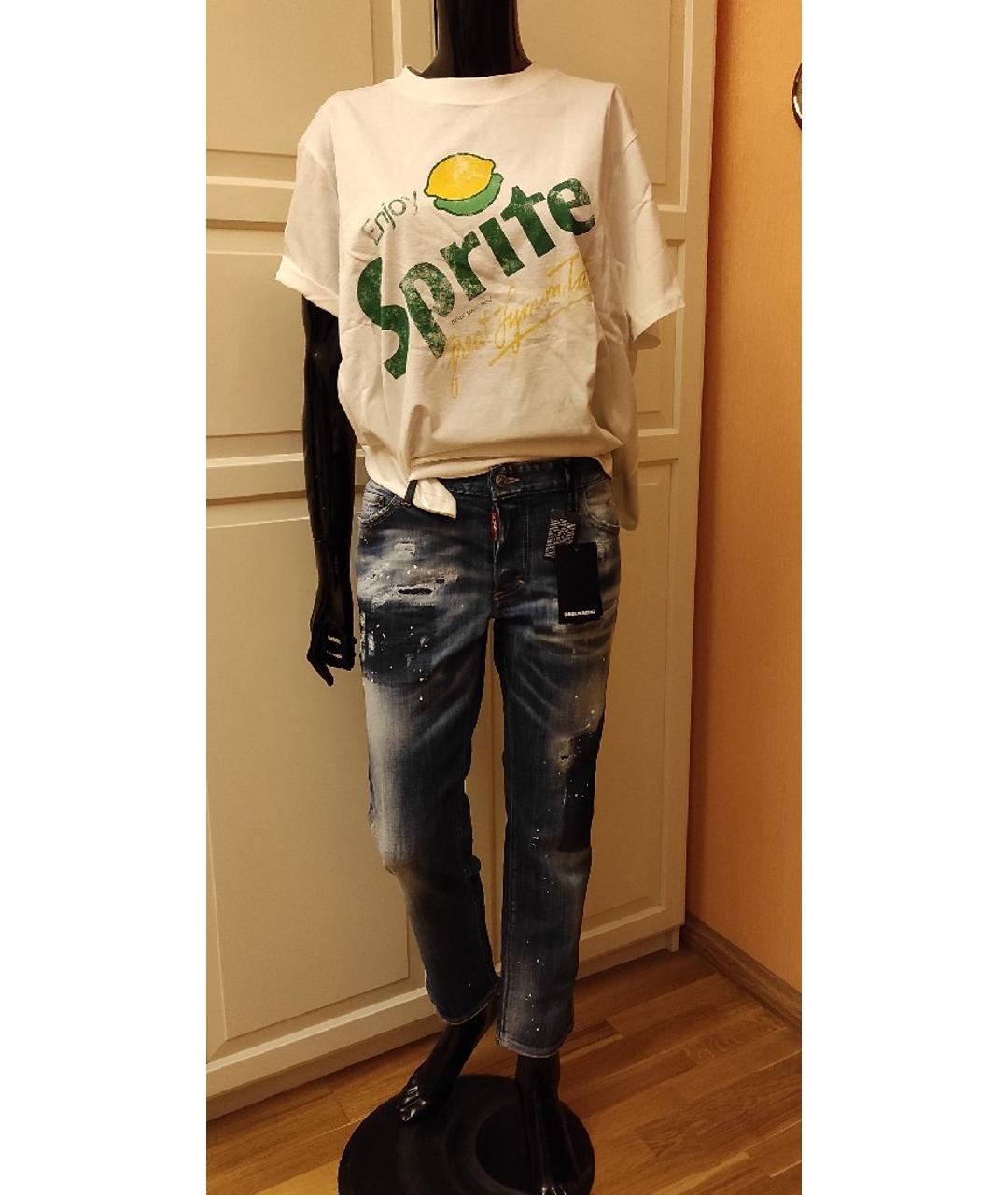DSQUARED2 Синие хлопко-эластановые прямые джинсы, фото 2