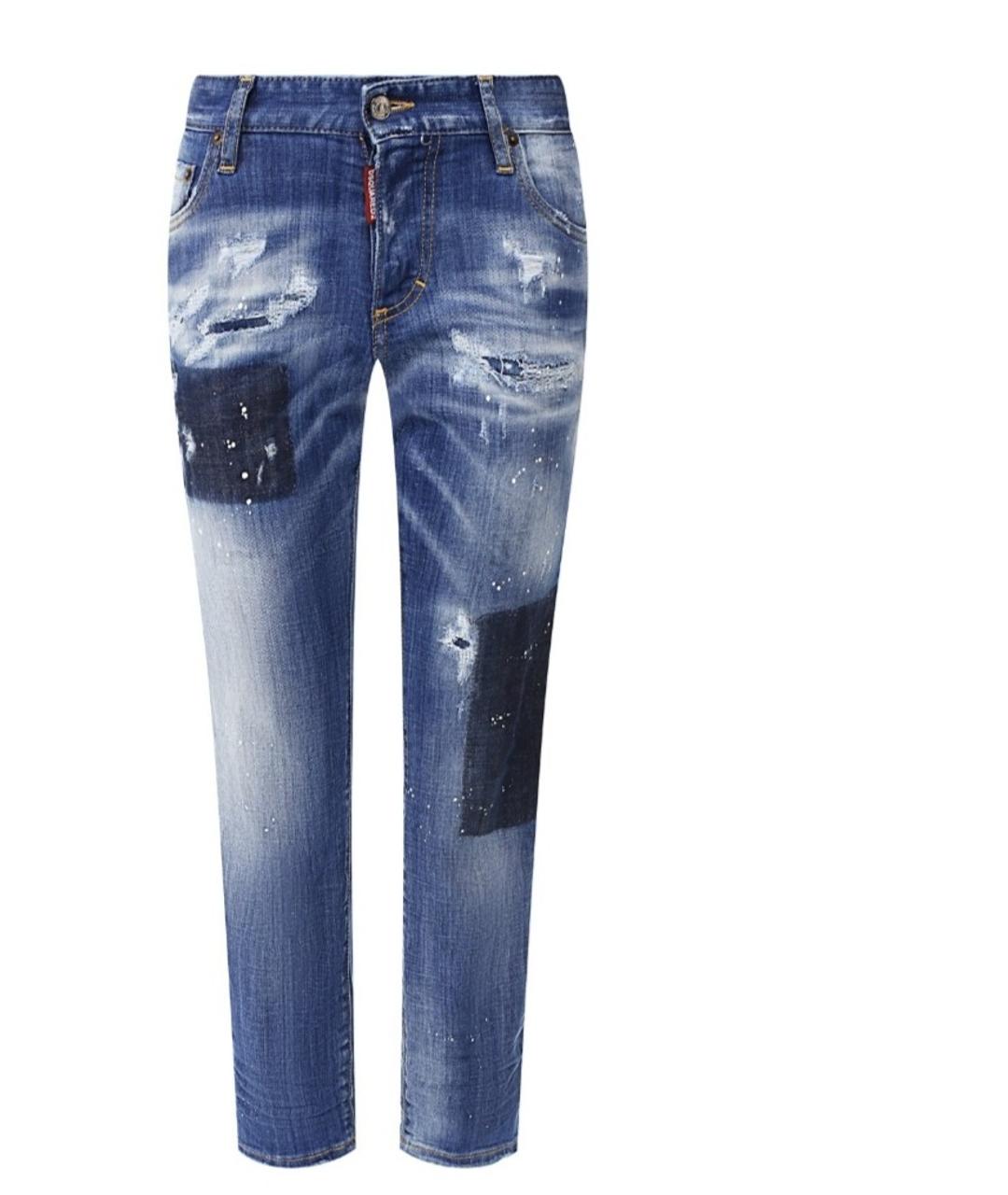 DSQUARED2 Синие хлопко-эластановые прямые джинсы, фото 10
