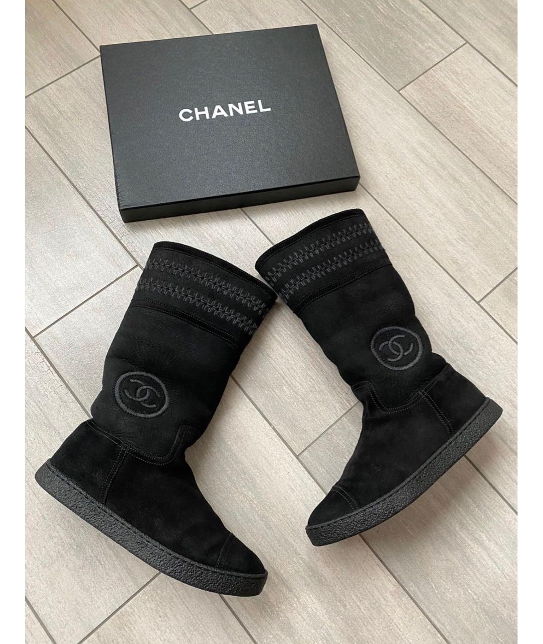 CHANEL Черные замшевые сапоги, фото 5