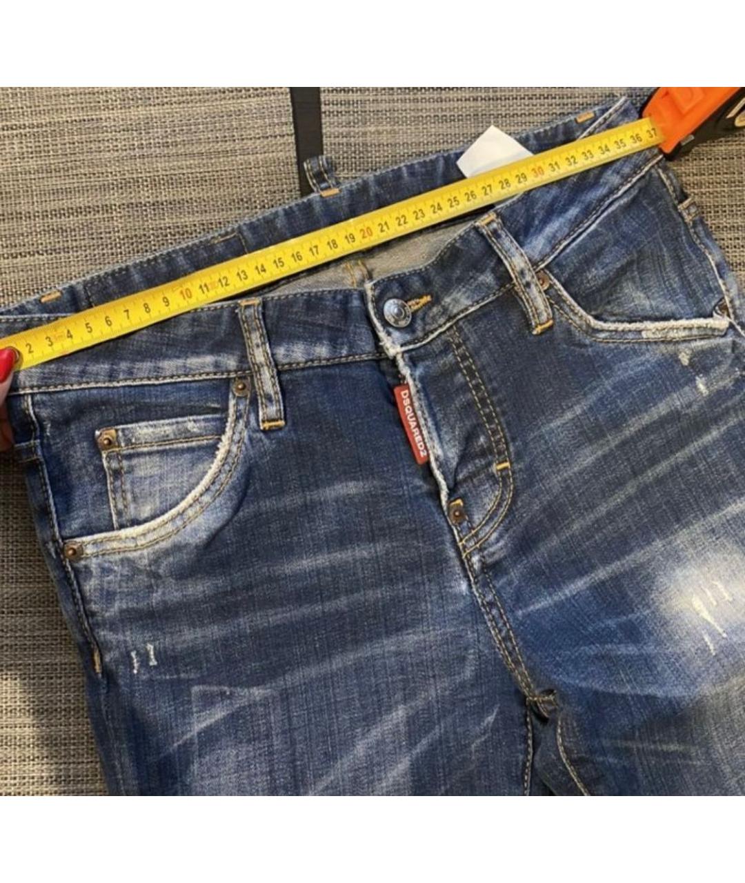 DSQUARED2 Синие хлопко-полиэстеровые джинсы слим, фото 6