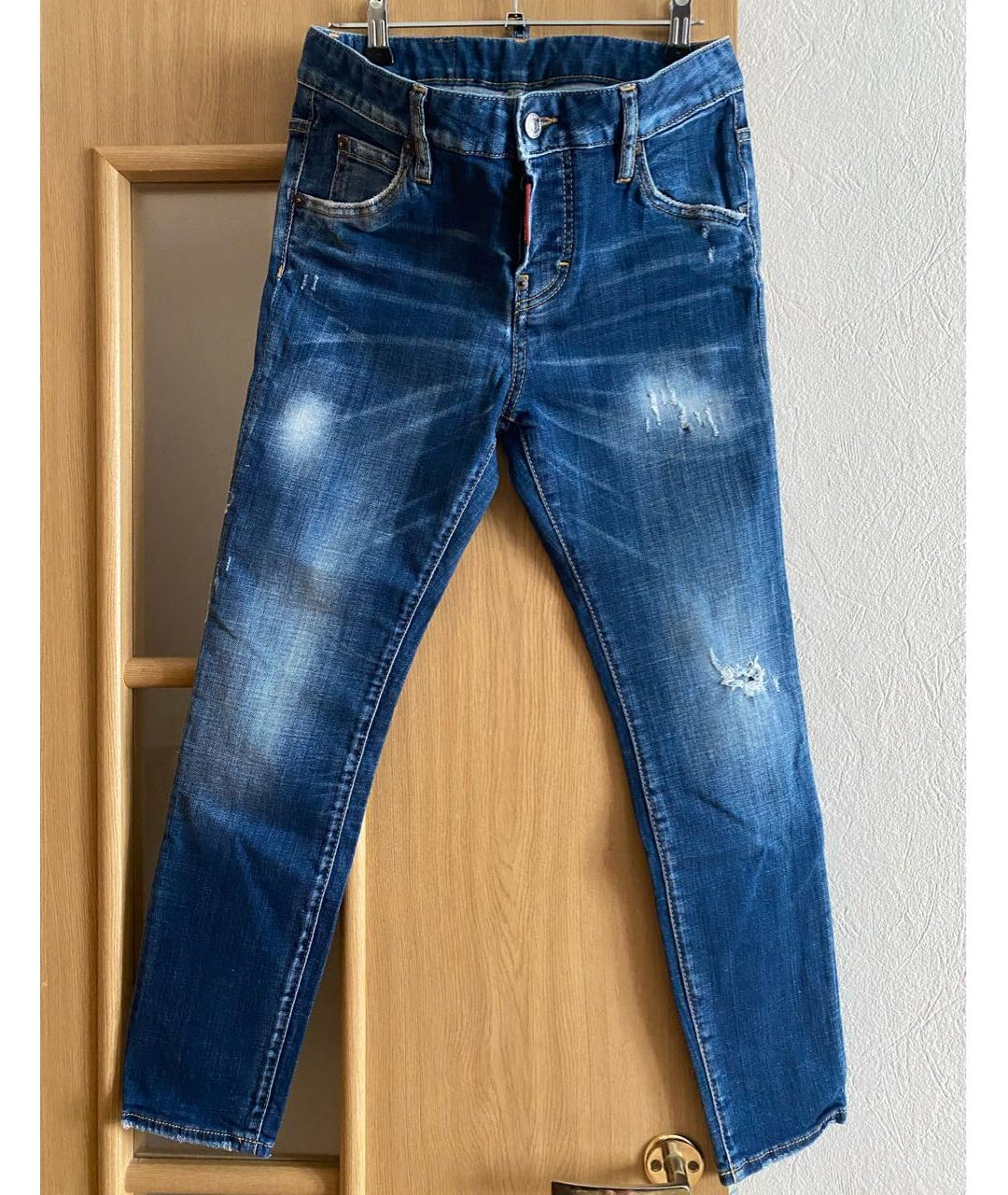 DSQUARED2 Синие хлопко-полиэстеровые джинсы слим, фото 9