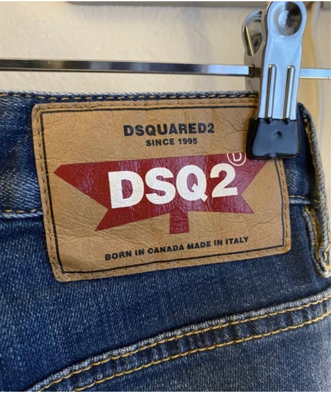 DSQUARED2 Синие хлопко-полиэстеровые джинсы слим, фото 4