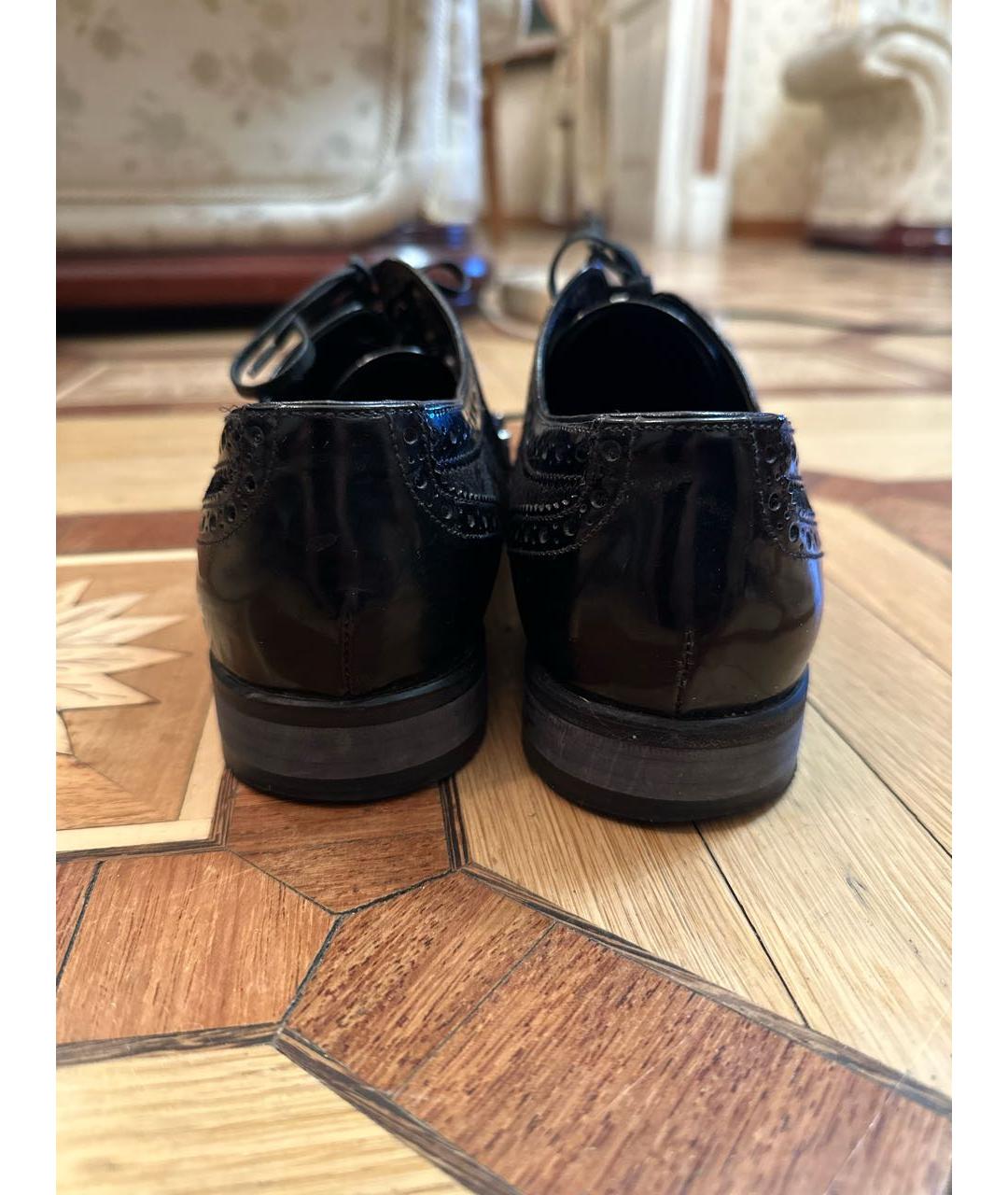DOLCE&GABBANA Черные кожаные брогги и оксфорды, фото 4