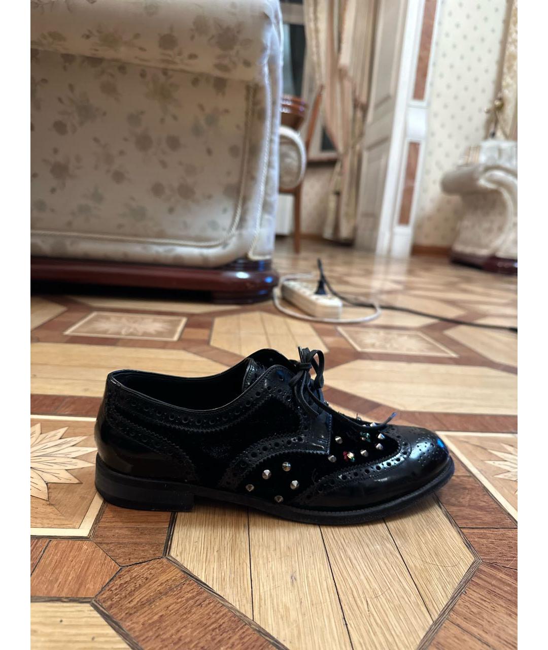 DOLCE&GABBANA Черные кожаные брогги и оксфорды, фото 5