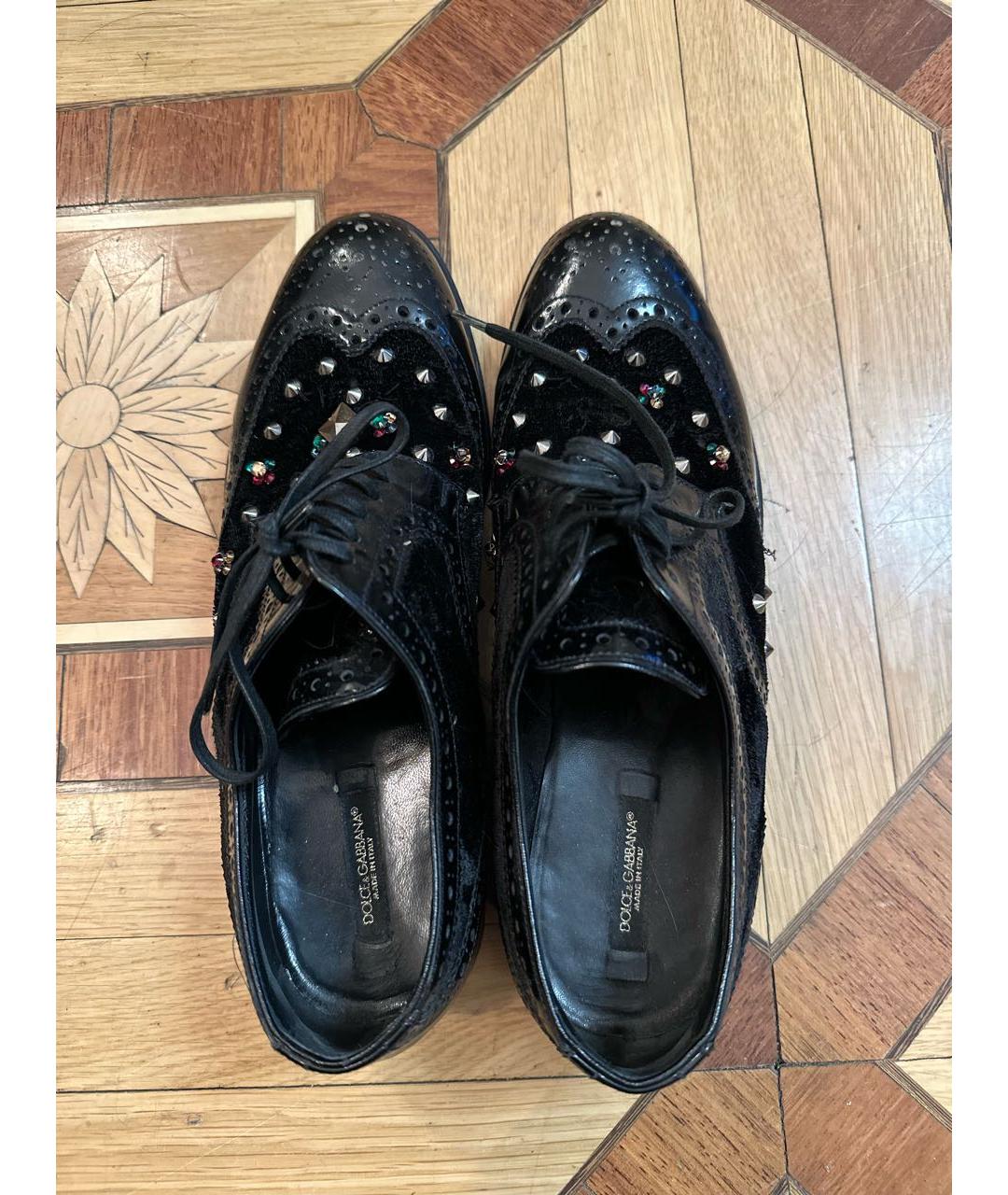 DOLCE&GABBANA Черные кожаные брогги и оксфорды, фото 3