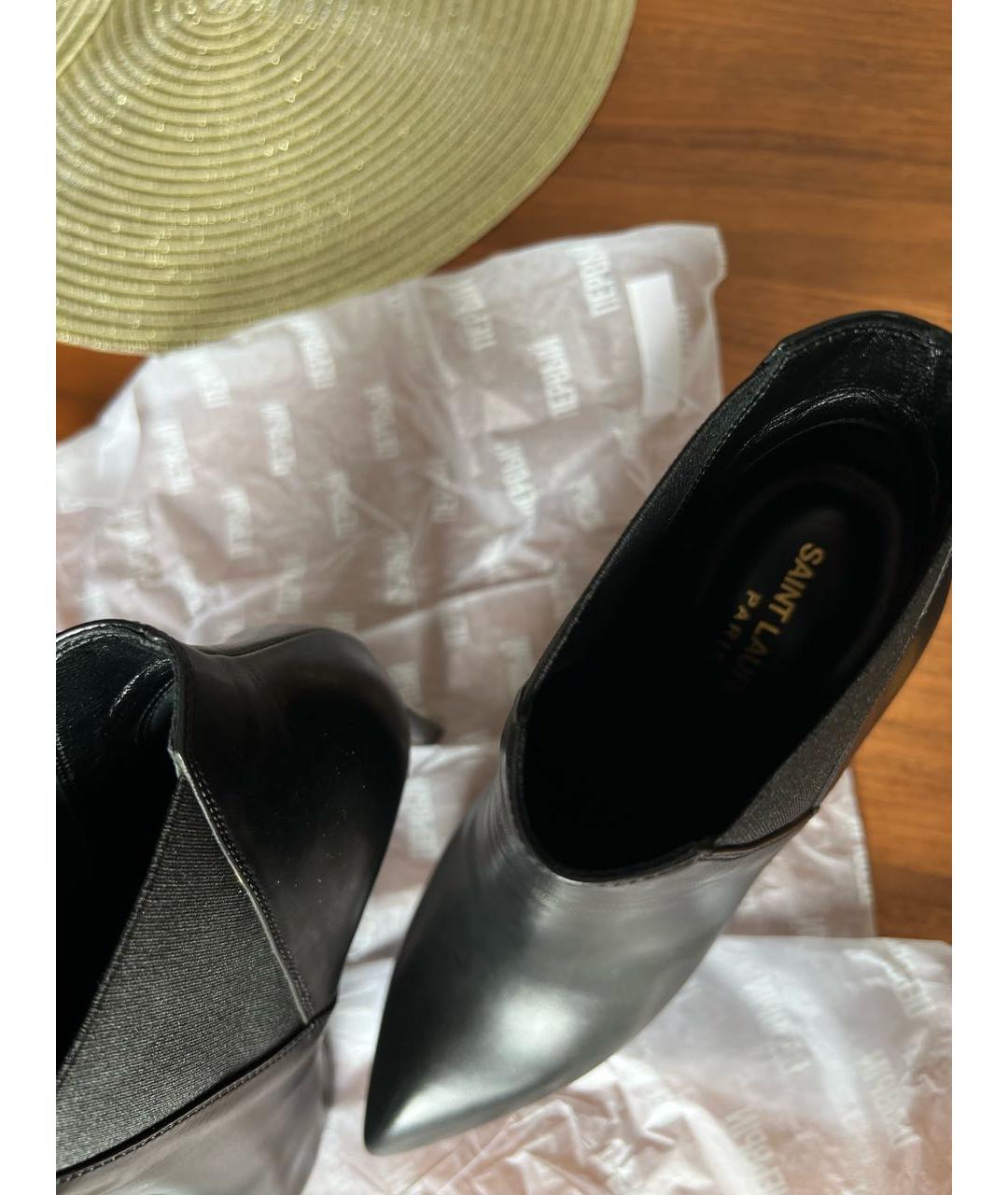 SAINT LAURENT Черные кожаные ботильоны, фото 3