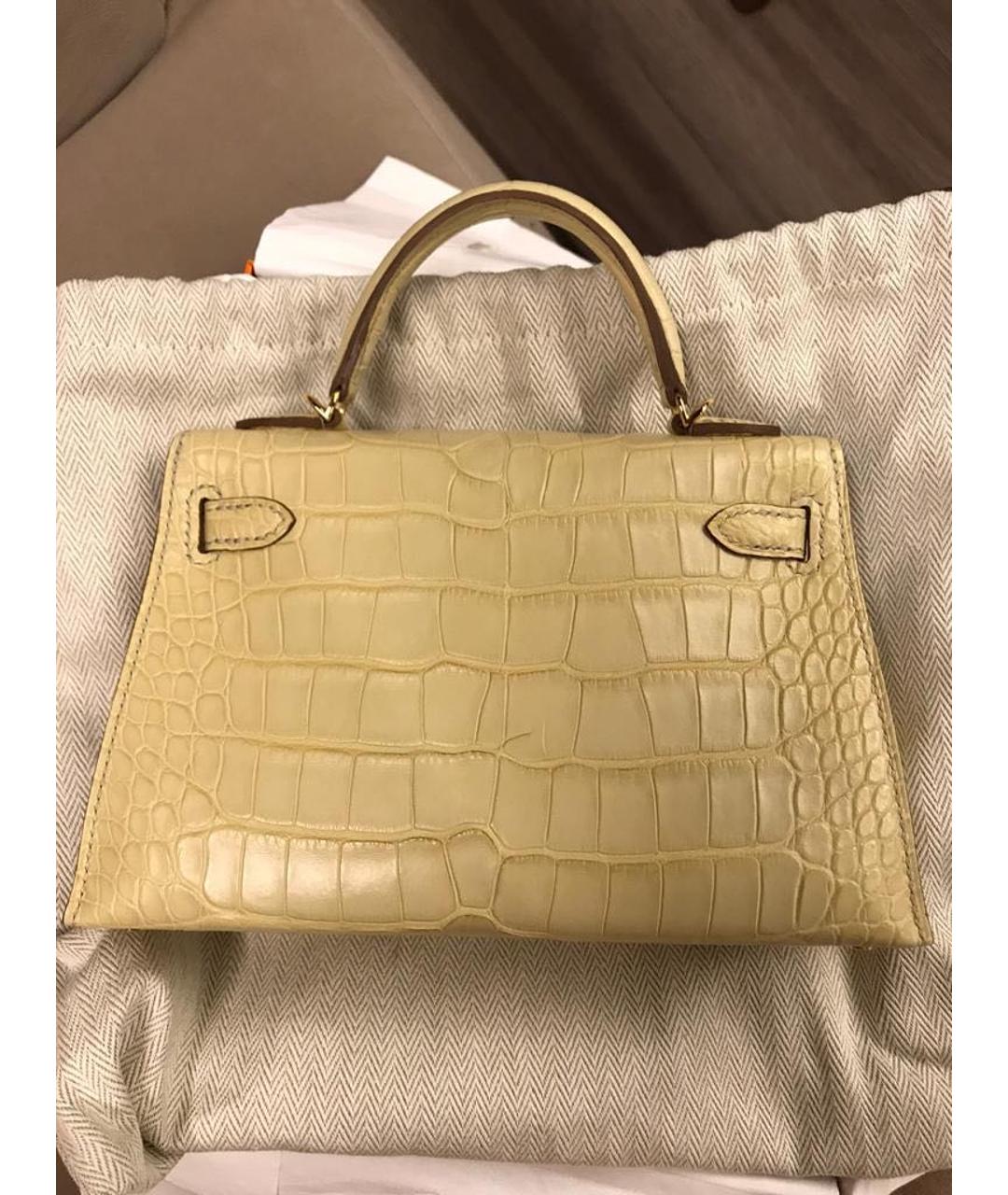 HERMES Бежевая сумка через плечо из экзотической кожи, фото 2