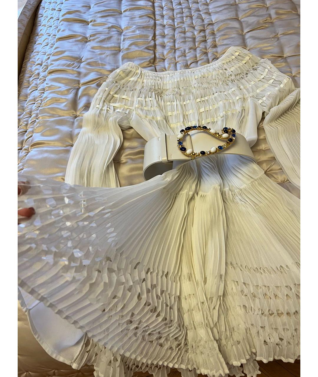 BLUMARINE Белое шелковое коктейльное платье, фото 5