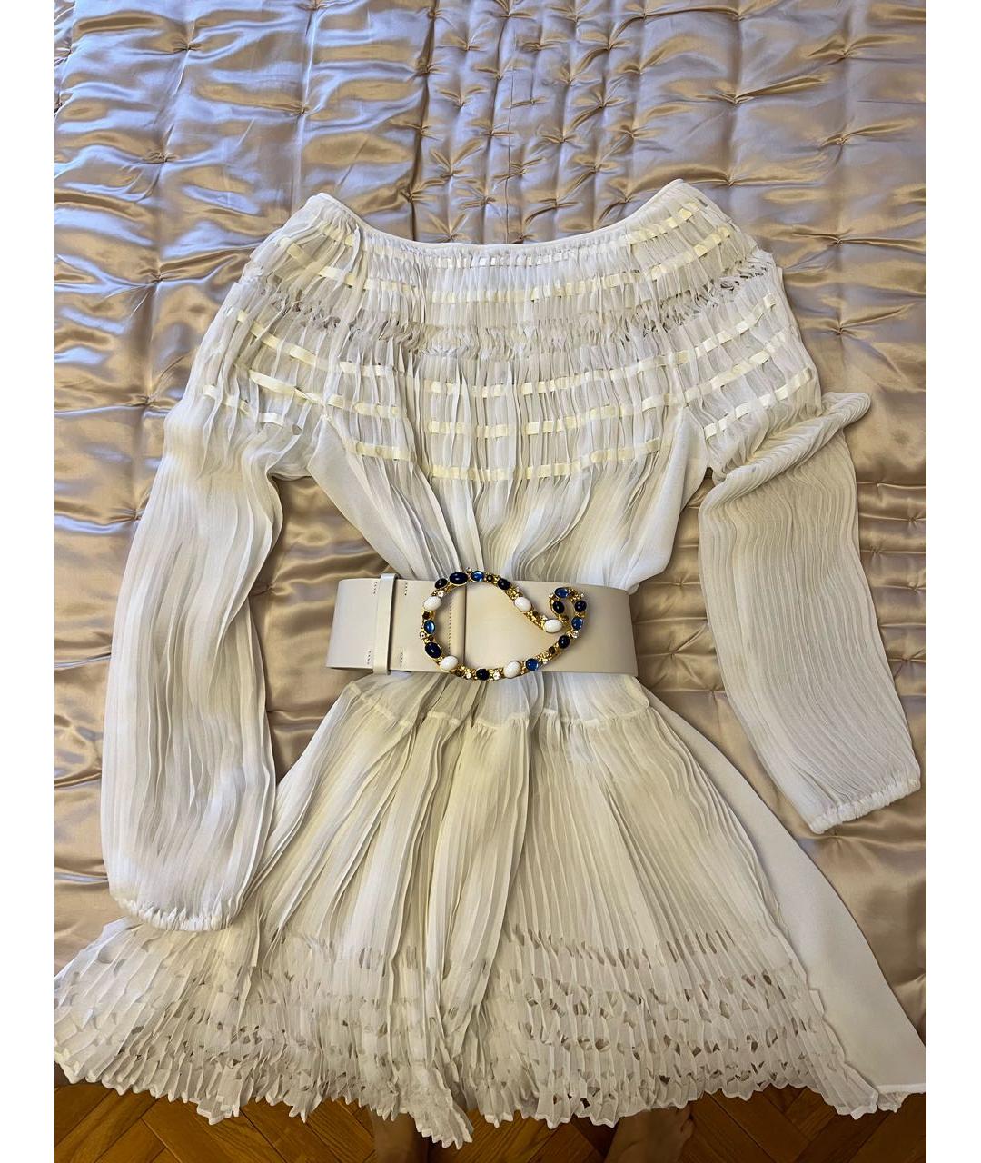 BLUMARINE Белое шелковое коктейльное платье, фото 8