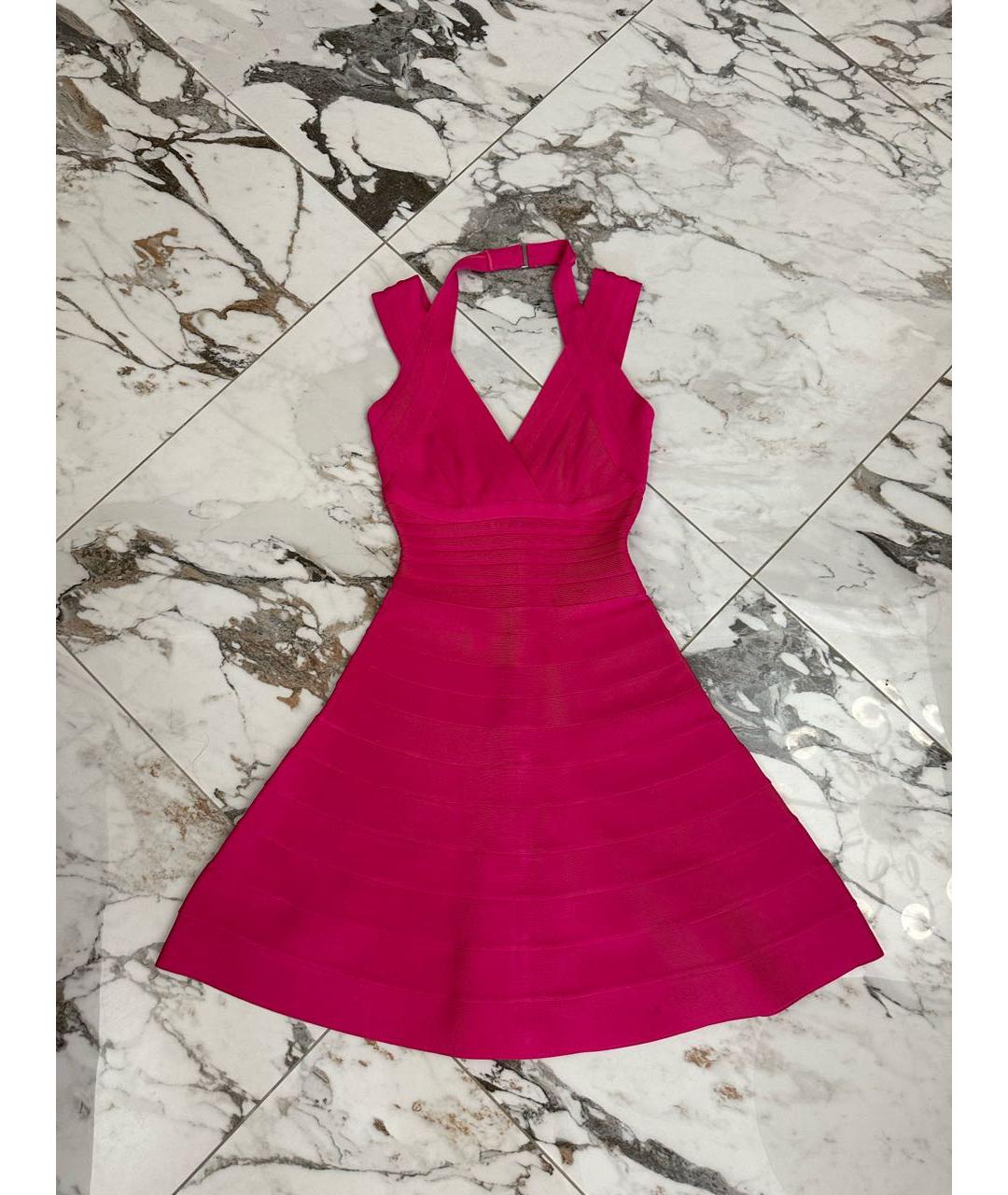 HERVE LEGER Розовое коктейльное платье, фото 8