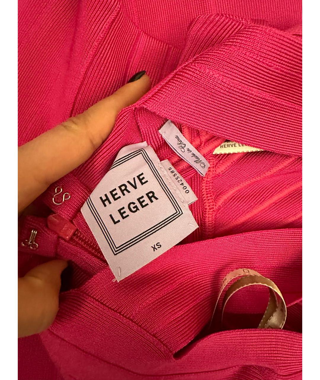 HERVE LEGER Розовое коктейльное платье, фото 2