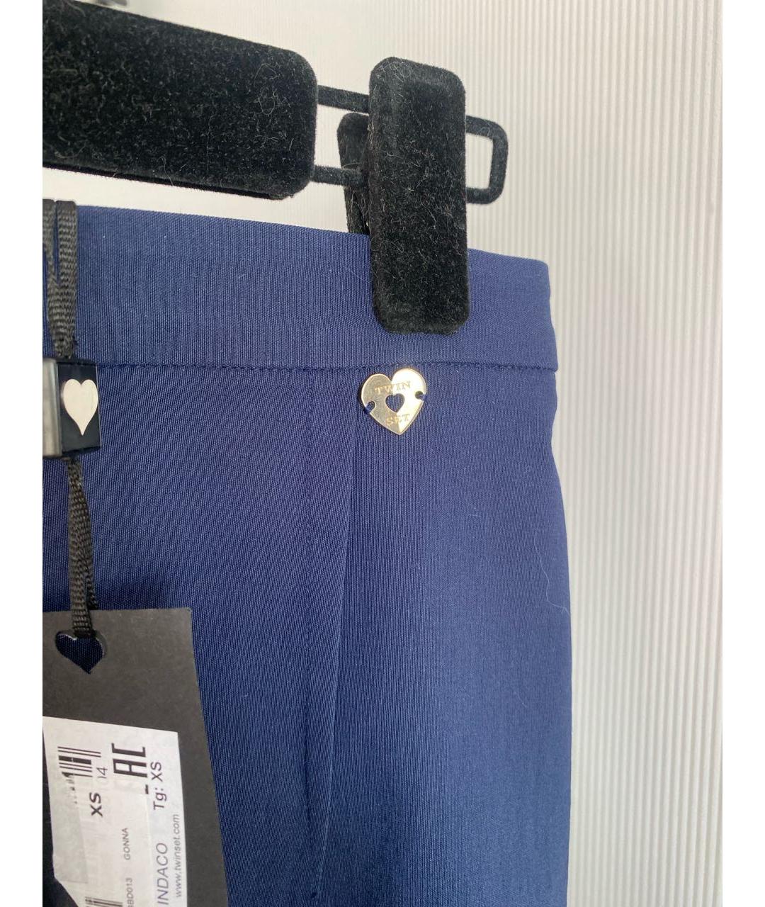 TWIN-SET Темно-синяя вискозная юбка мини, фото 3