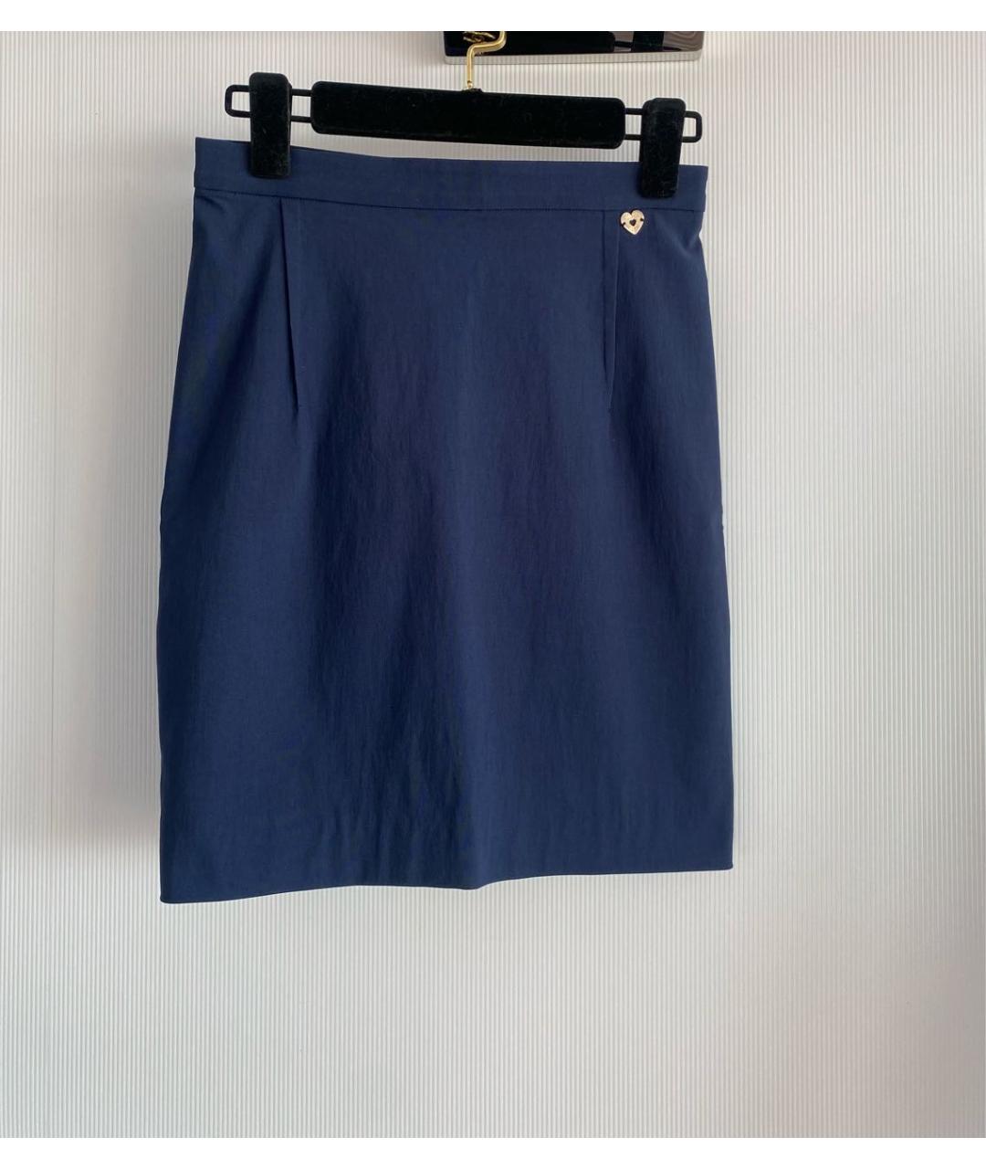 TWIN-SET Темно-синяя вискозная юбка мини, фото 9