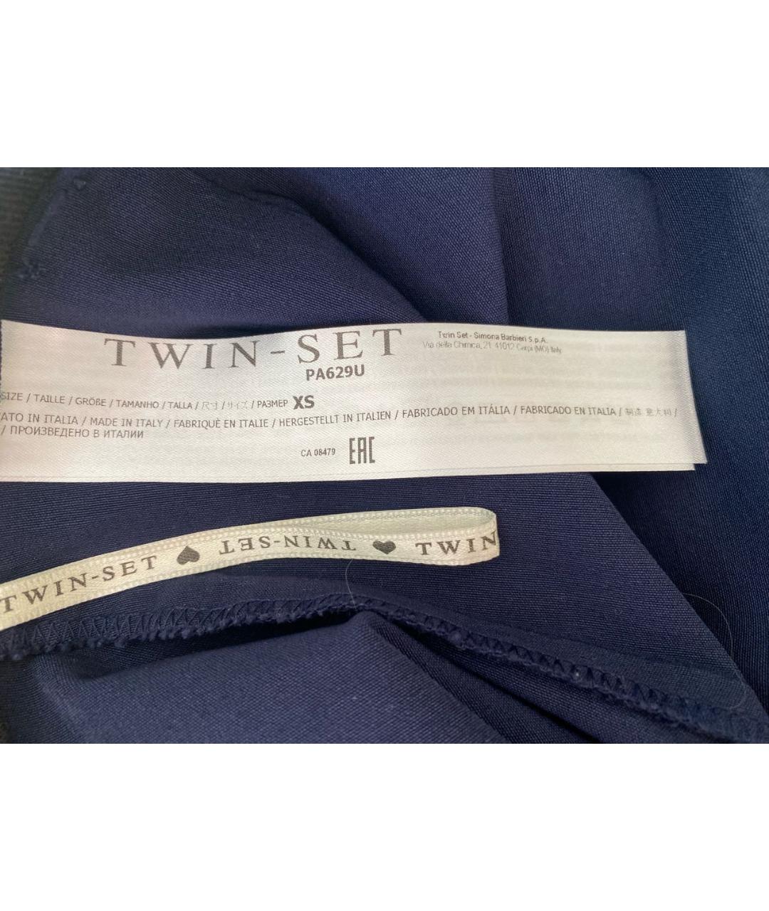 TWIN-SET Темно-синяя вискозная юбка мини, фото 6