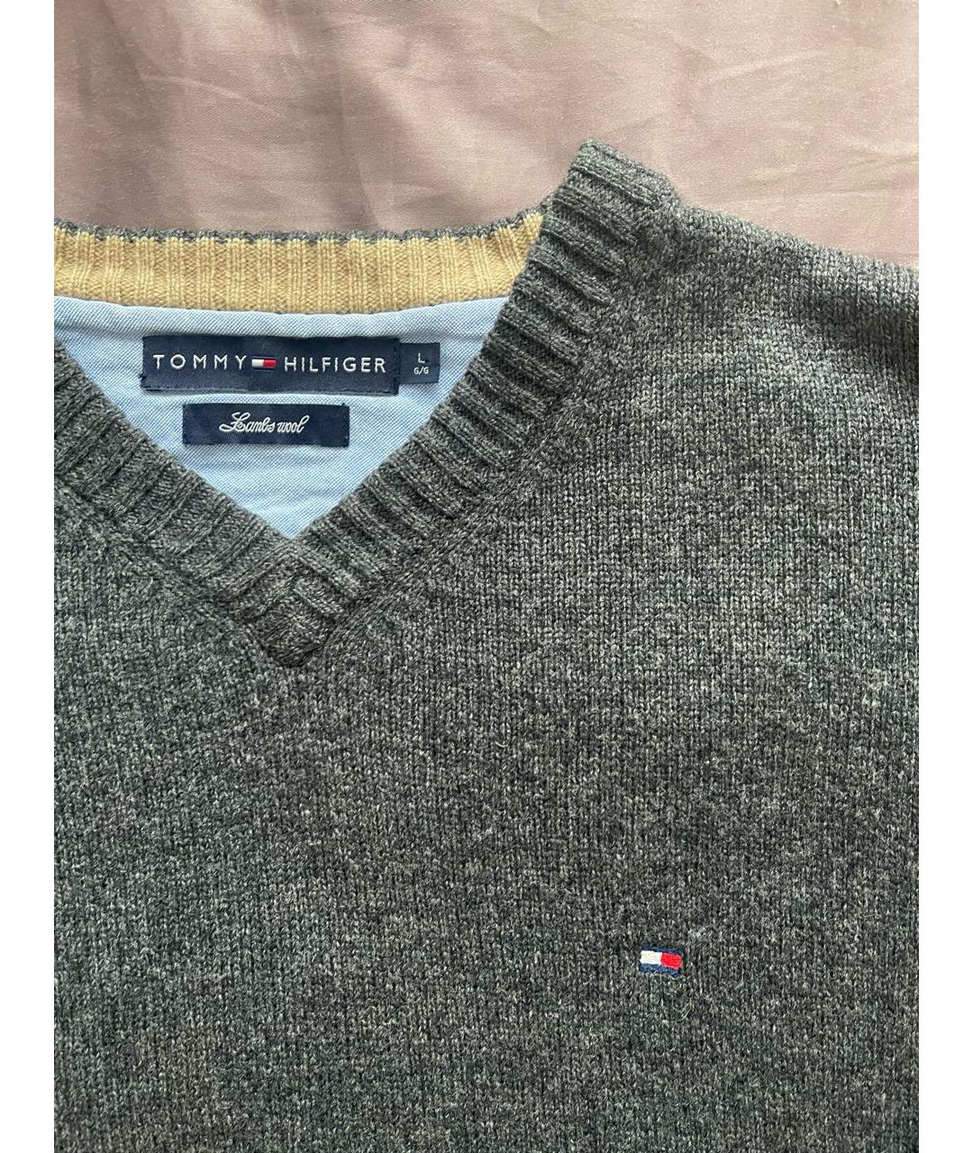 TOMMY HILFIGER Антрацитовый шерстяной джемпер / свитер, фото 2