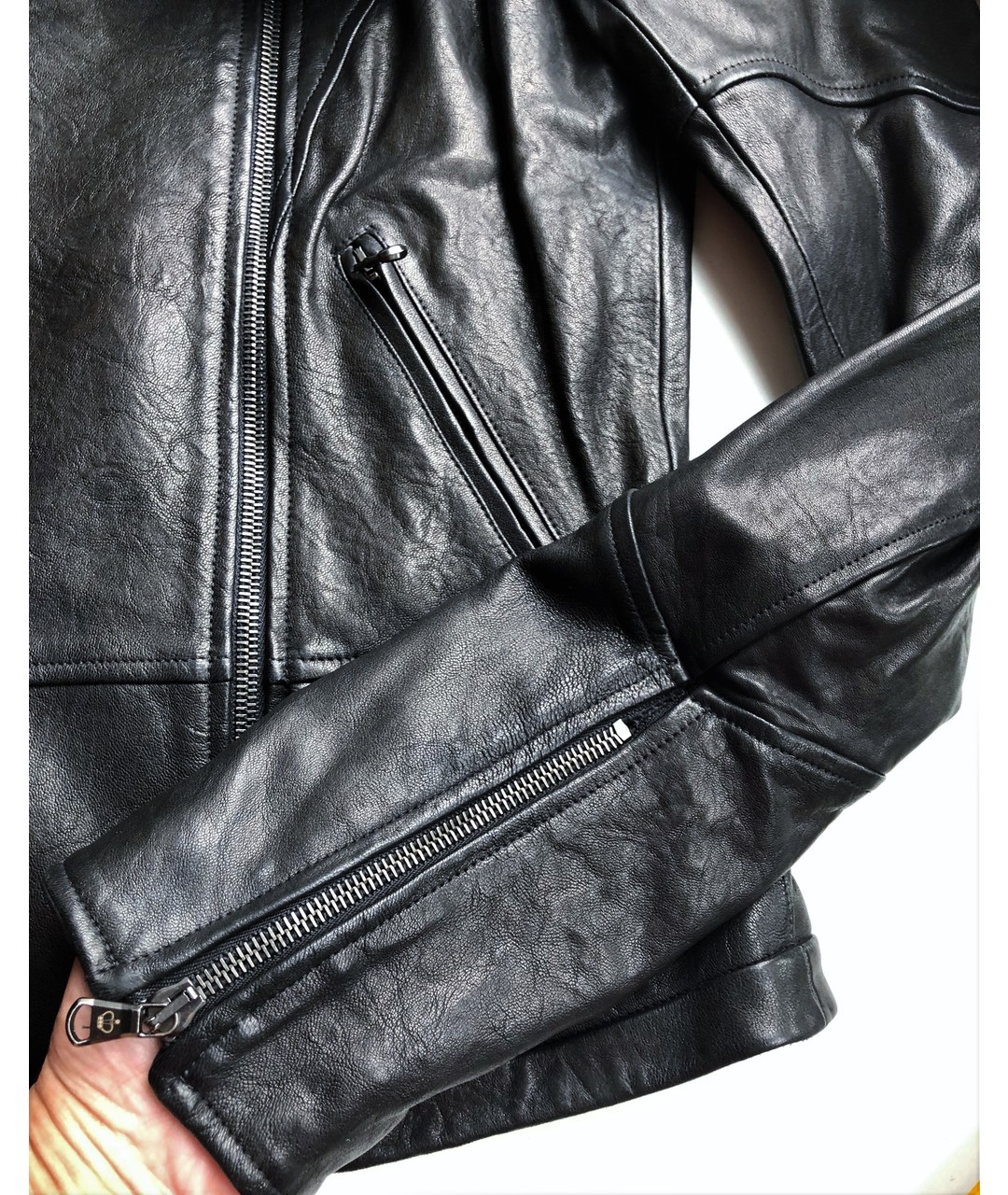IRFE Черная кожаная куртка, фото 4