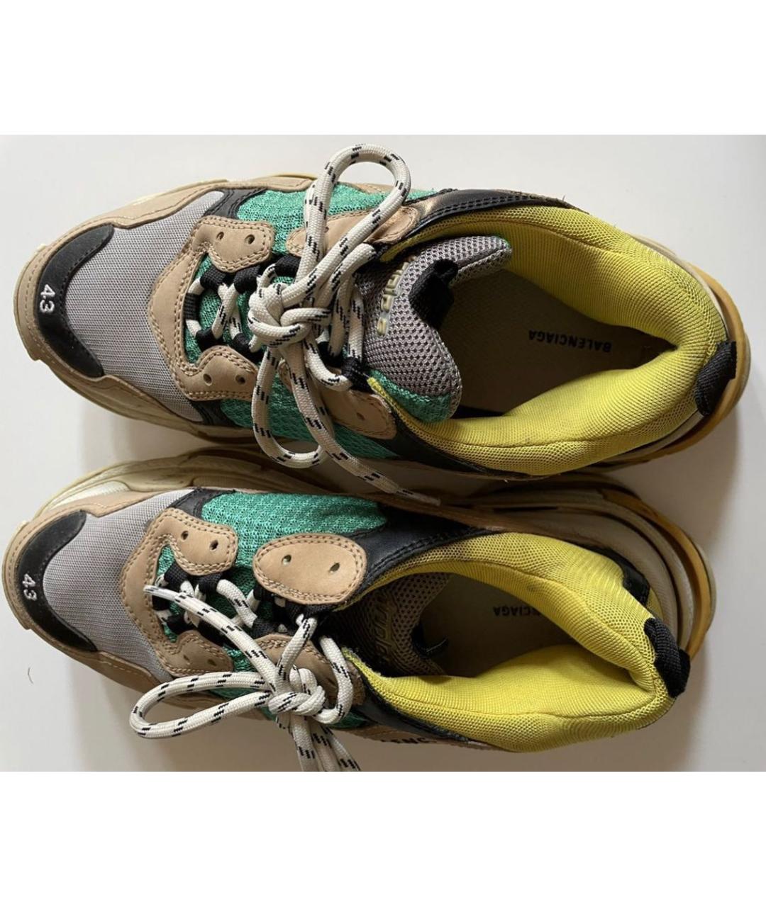 BALENCIAGA Бежевые кожаные низкие кроссовки / кеды, фото 2