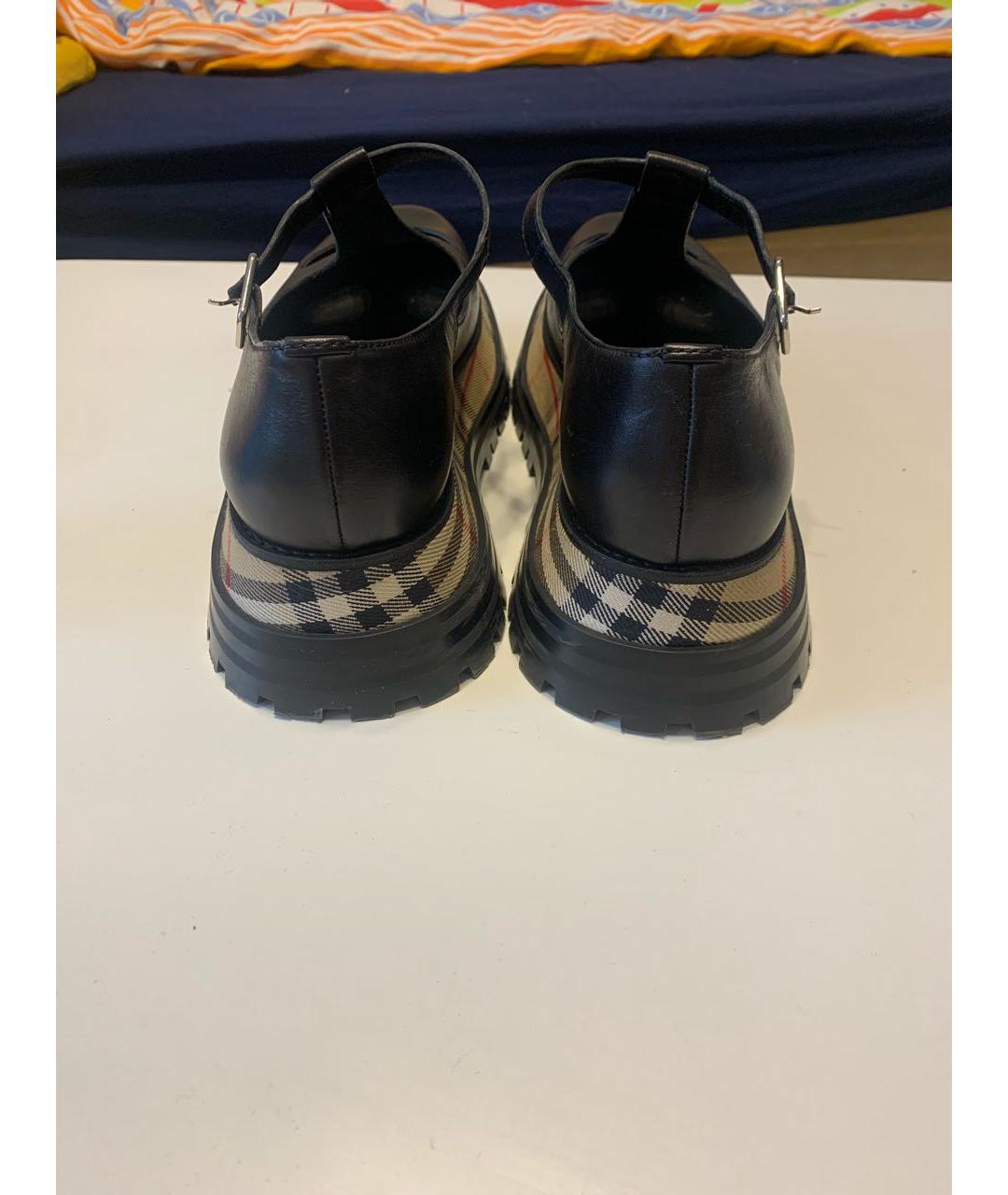 BURBERRY Черные кожаные туфли, фото 4