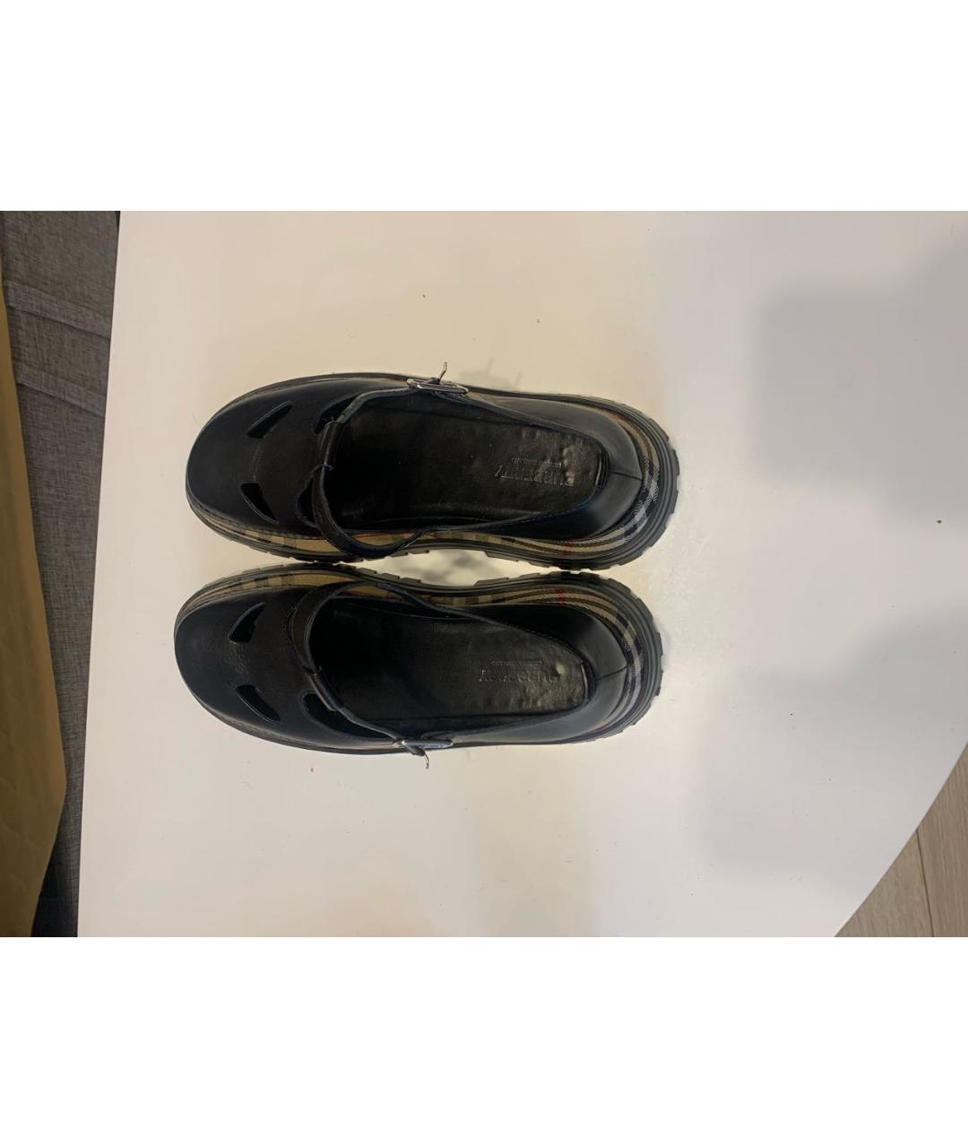 BURBERRY Черные кожаные туфли, фото 3