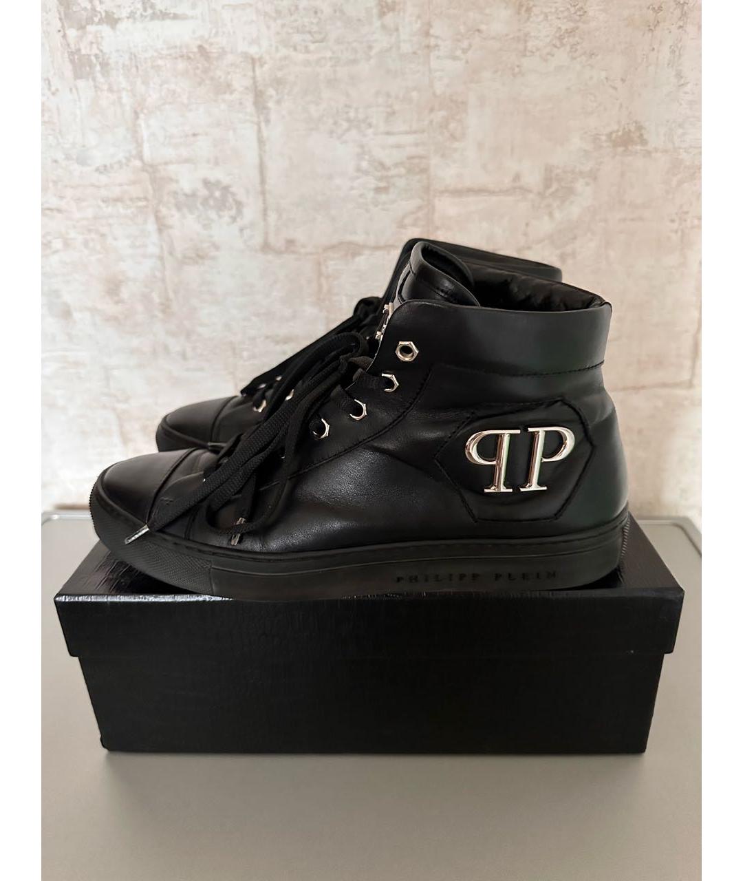 PHILIPP PLEIN Черные кожаные кеды, фото 6