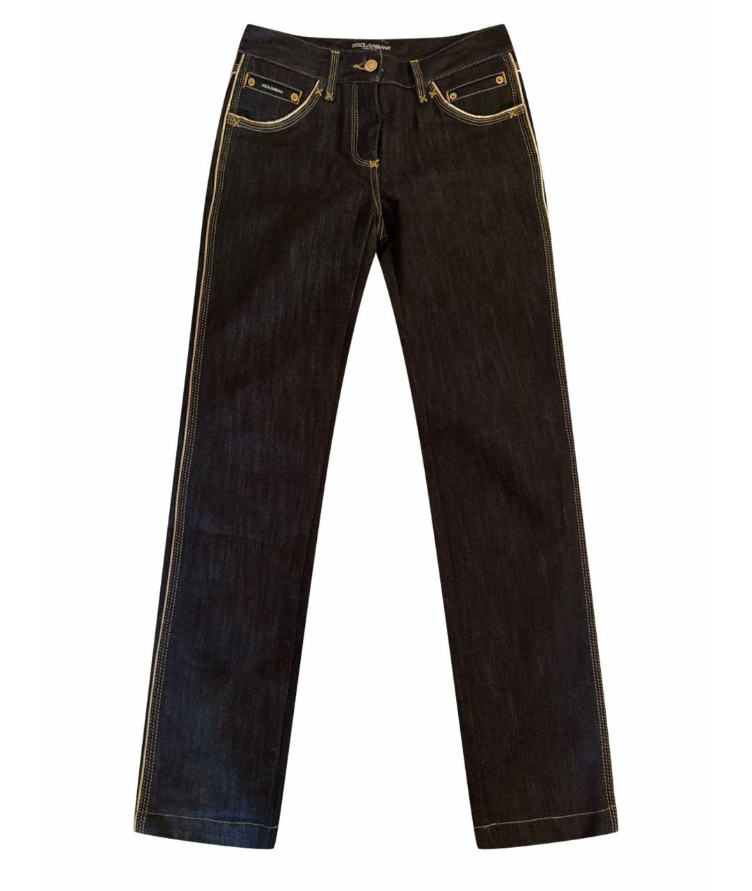 DOLCE&GABBANA Черные хлопко-полиэстеровые прямые джинсы, фото 1